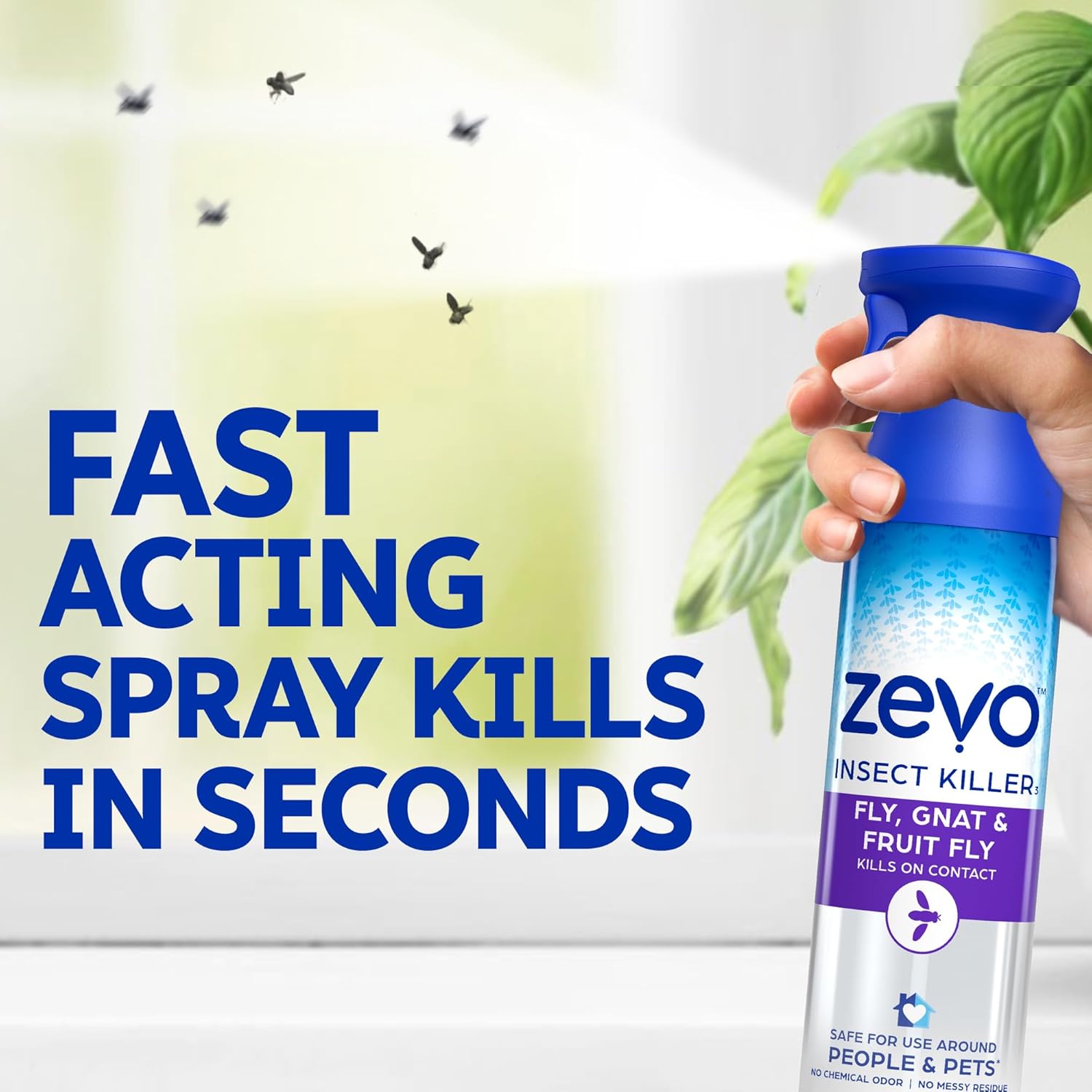 Zevo Flying Insect Bug Aerosol Spray, Kills Flies & Fruit Flies, 2 Bottles