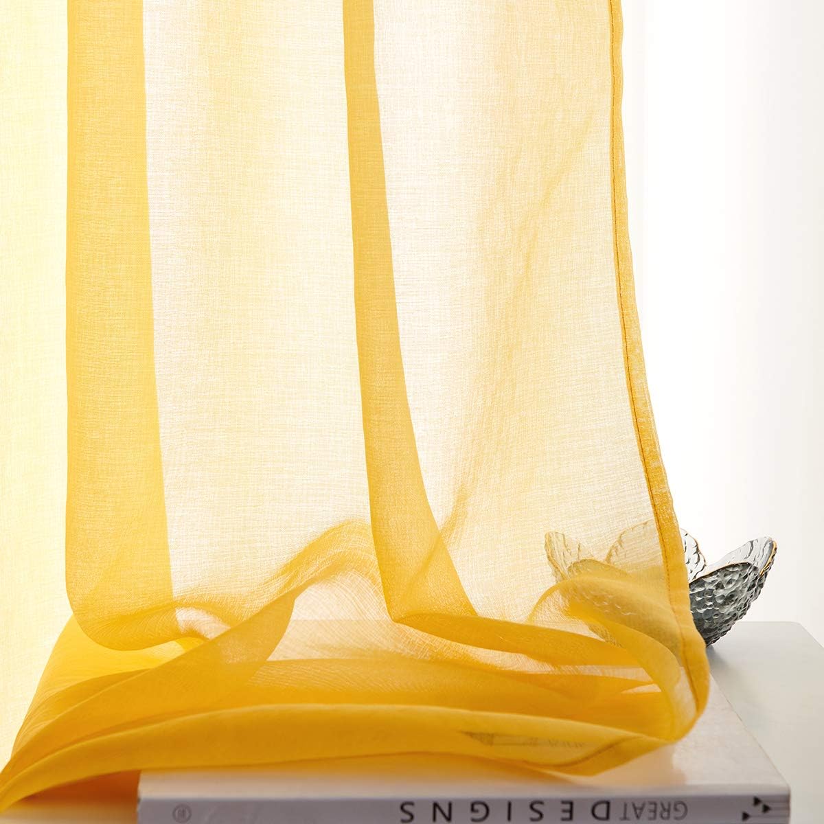 Off White Semi Sheer Curtains 72 Inches Long Faux Linen Off White Sheers Curtain for Bedroom Living Room Girls Kids Room 2 Panels 52x72 Inch Length