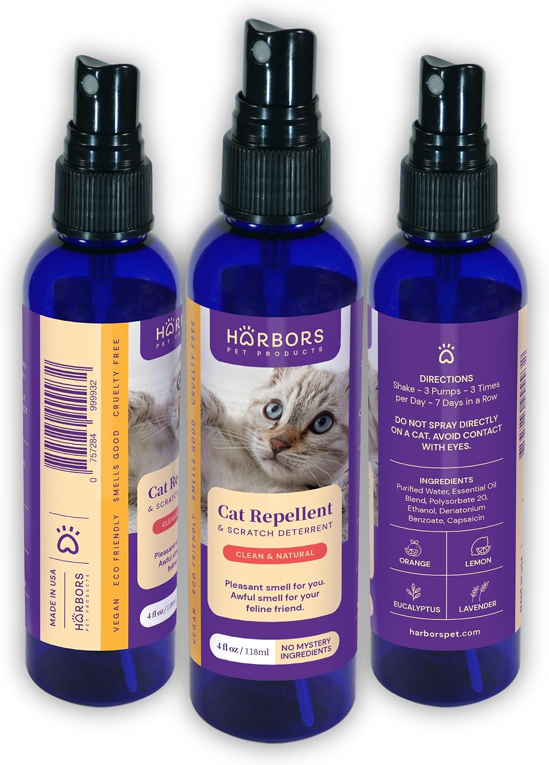 Harbors Cat Scratch and Chewing Deterrent Spray - 4 oz / 118 ml | Formulated with Essential Oils | 100% Satisfied or Return