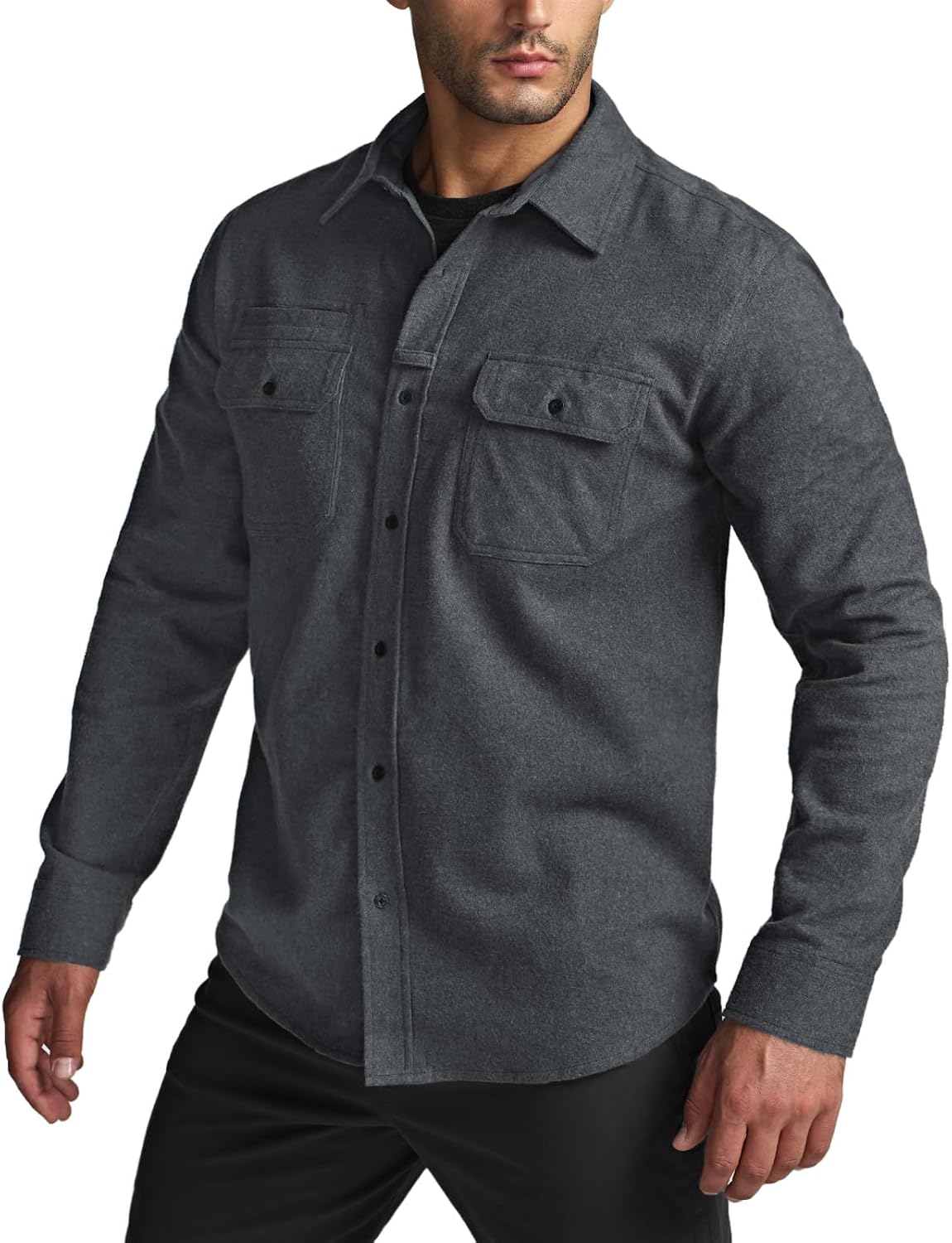 CQR Men's 100% All Cotton Button Down Flannel Shirts, Long Sleeve Brushed Warm Soft Casual Outdoor Plaid Shirt