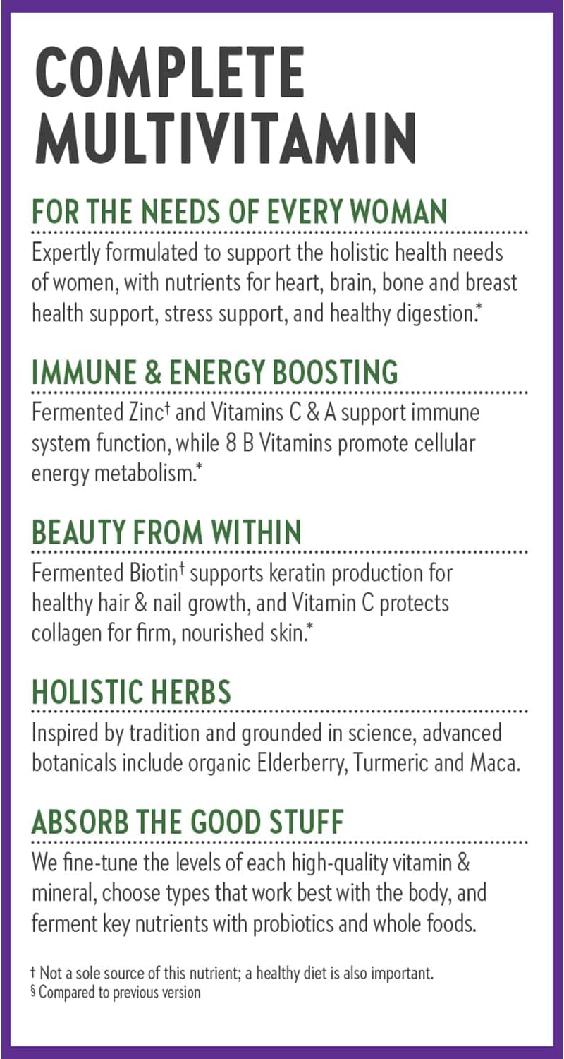 New Chapter Every Woman's One Daily Multivitamin - Bone, Energy & Immune Support* - Whole-Food Fermented Nutrients - No Added Sugar - Vegetarian & Gluten-Free - 72 Tablets
