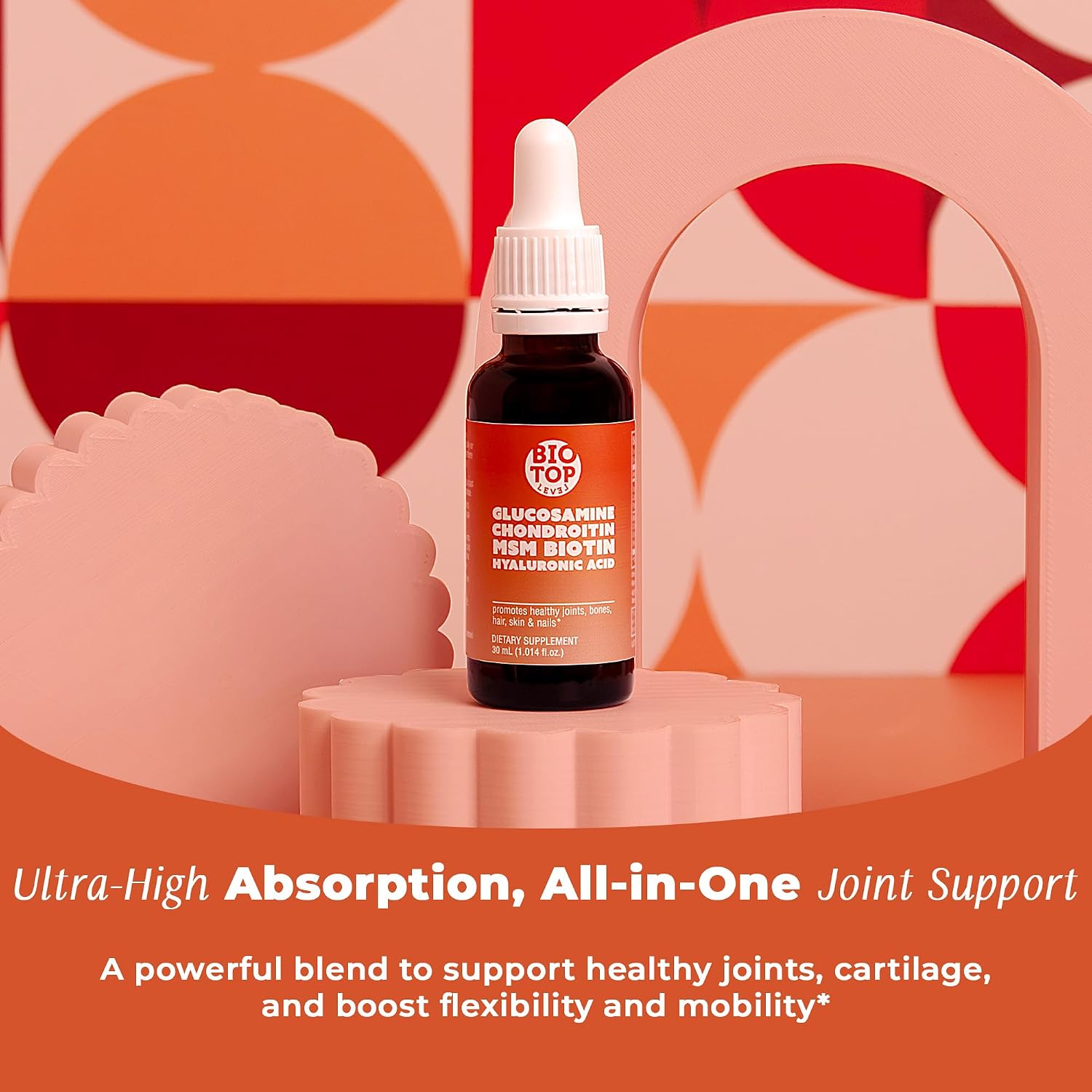 Liquid Glucosamine, Chondroitin, MSM, Biotin, Hyaluronic Acid, All in One Formula for Good Health of Joints, Bones, Hair, Skin & Nails