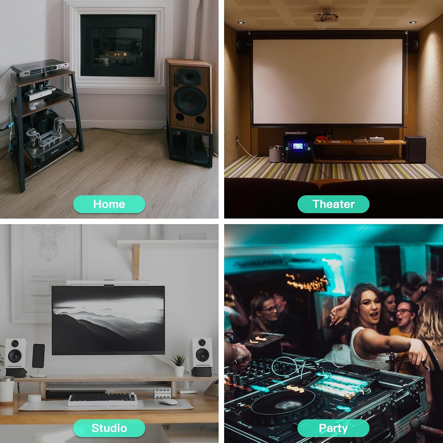 5.1 Channel Karaoke Amplifier with Mic Input, Home Audio Surround Sound Amplifier with Optical, Coaxial & RCA Inputs, Subwoofer Support for TV