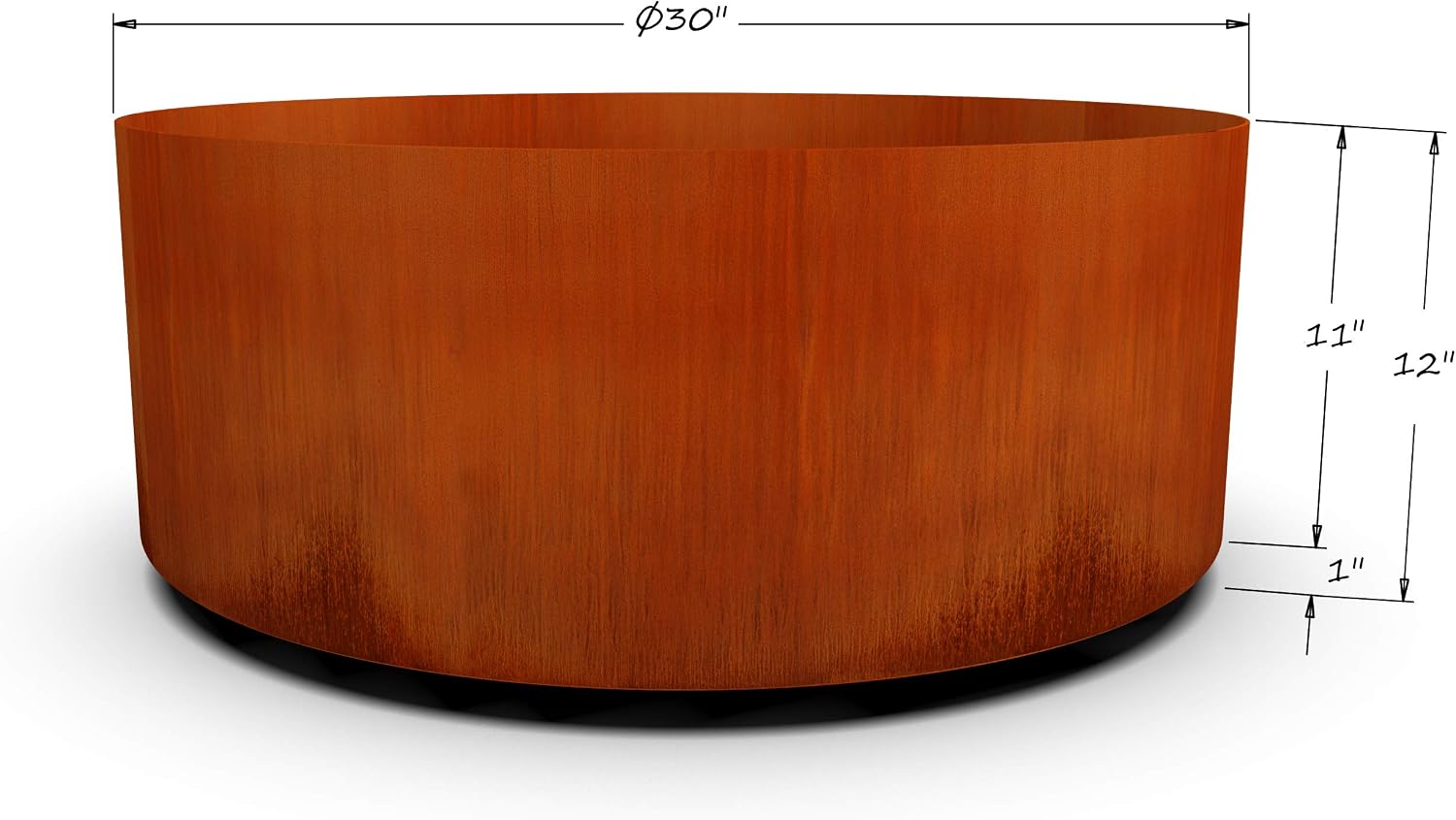 Plantercraft Large Round Planters for Outdoor Plants - 24 Inch Corten Steel Planter for Patio