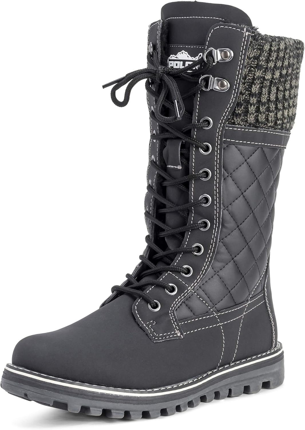 POLAR Womens Faux Fur Warm Thermal Waterproof Outdoor Walking Snow Winter Rubber Sole Calf Boots