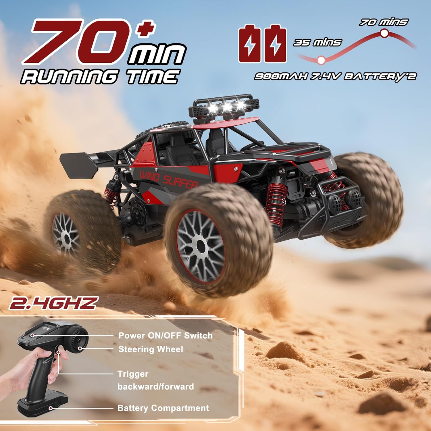 High Speed 30+KM/H Remote Control Car, 1:14 RC Cars for Boys Age 8-12, 2.4 GHz All Terrain RC Truck
