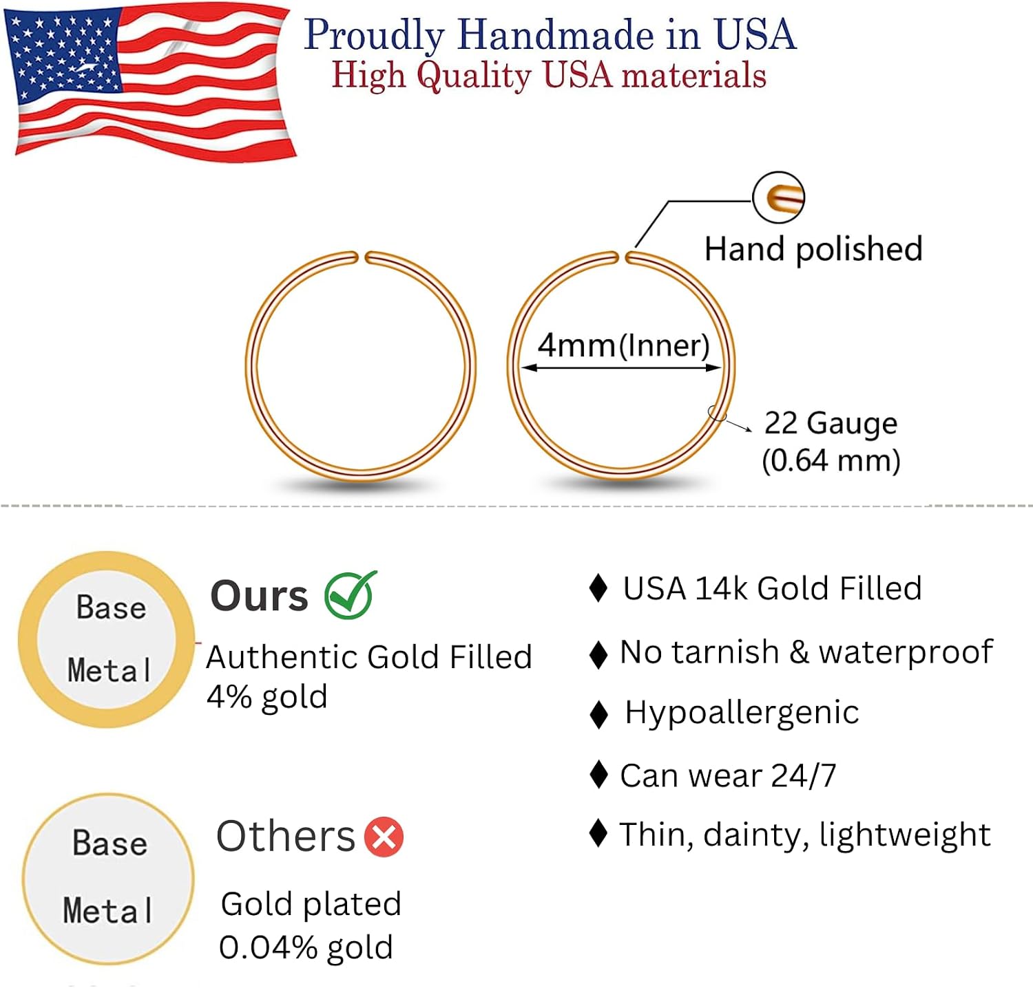 Small Gold or Sterling Silver Huggie Hoop Earrings for Women Cartilage Nose Helix Tragus