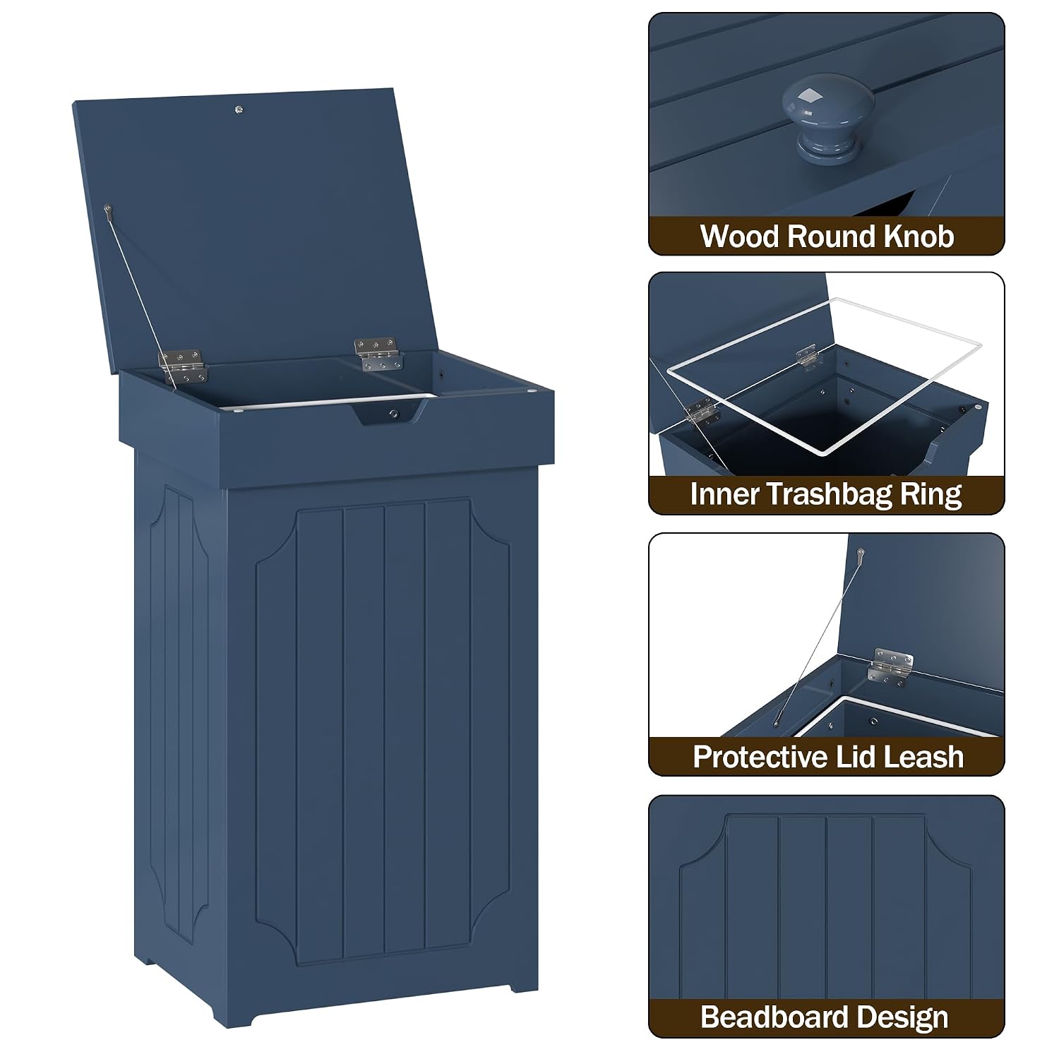 Function Home Trash Can Cabinet, 13 Gallon Kitchen Garbage Can, Wood Recycling Trash Bin, Freestanding Dog Proof Trash Can, Farmhouse Trash Cabinet with Lid for Home Kitchen Bathroom, Yellow