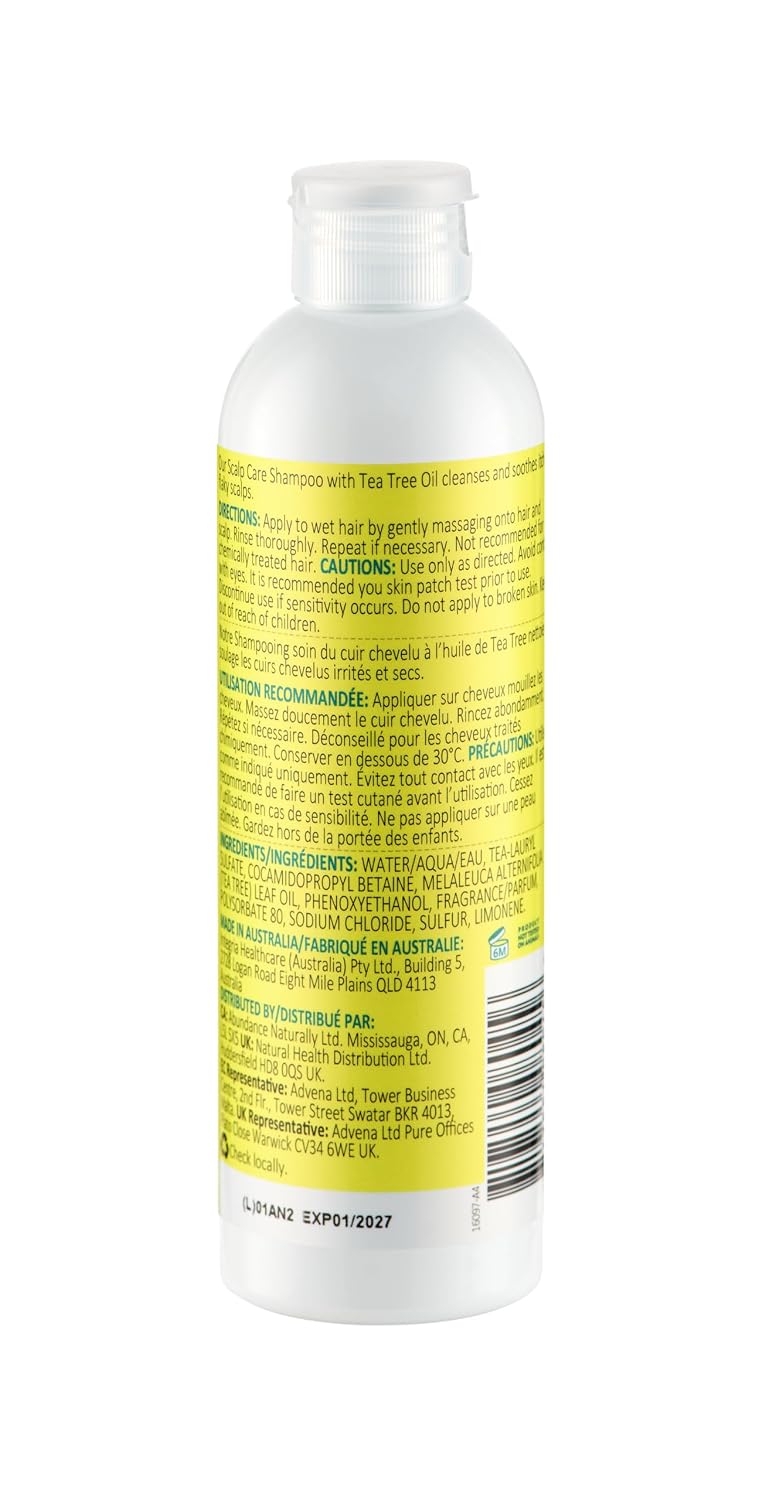 Thursday Plantation Tea Tree Scalp Care Shampoo - Tea Tree Oil + Sulfur for Daily Use, Soothes Flaky, Itchy Scalp, Dandruff for Soft