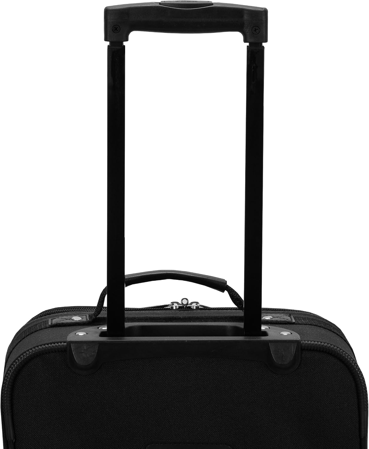 Rockland Fashion Softside Upright Luggage Set,Expandable, Telescopic Handle, Wheel, Black Dot, 2-Piece (14/19)