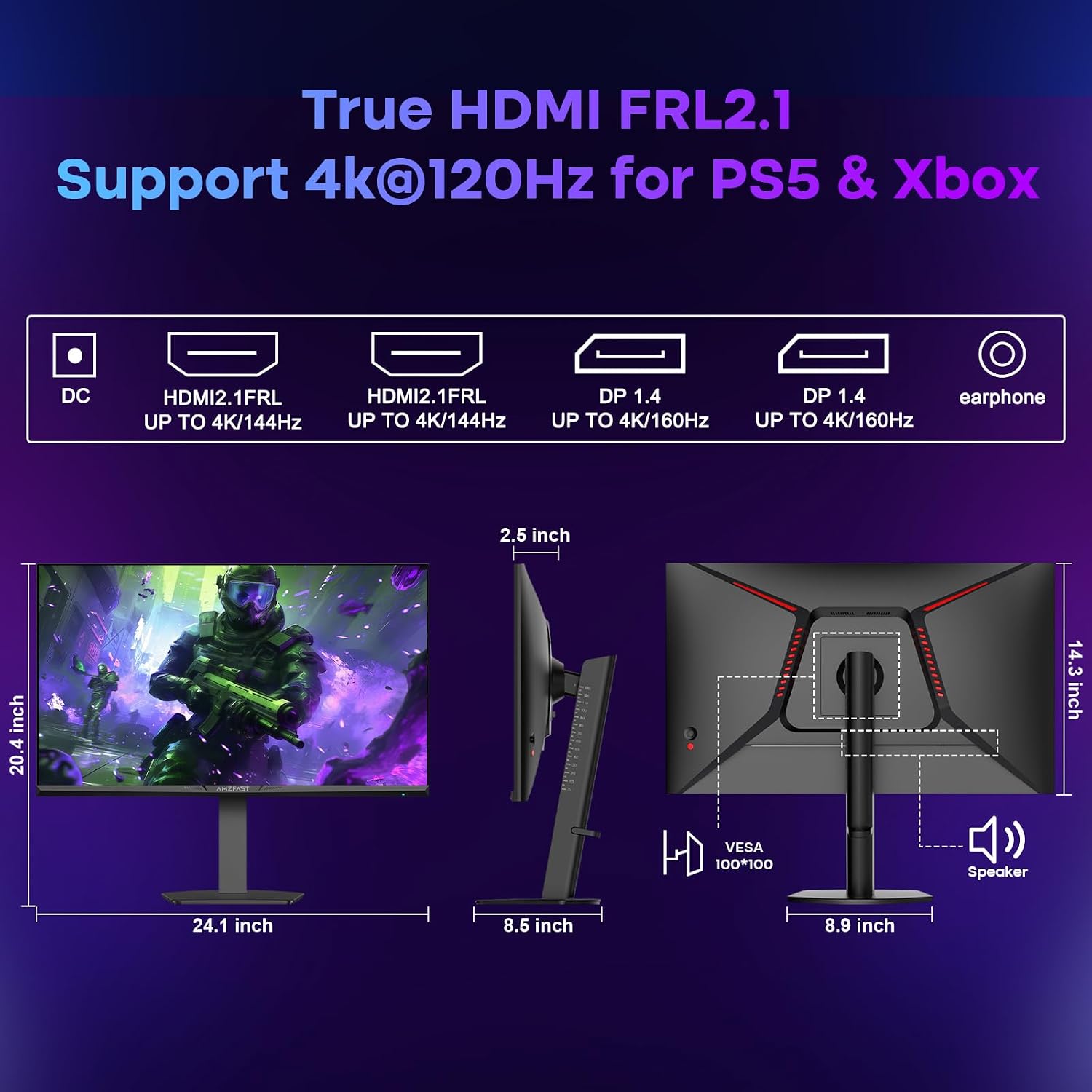 Amzfast 34 Inch Curved Monitor 240Hz UWQHD (3440x1440) Gaming Monitor, 1ms G-SYNC Compatible, 1500R, PIP/PBP, HDR400, 96% DCI-P3, Tilt/Swivel/Height Adjustable, TÜV Rheinland, HDMI 2.1, AMZG34C8 Pro