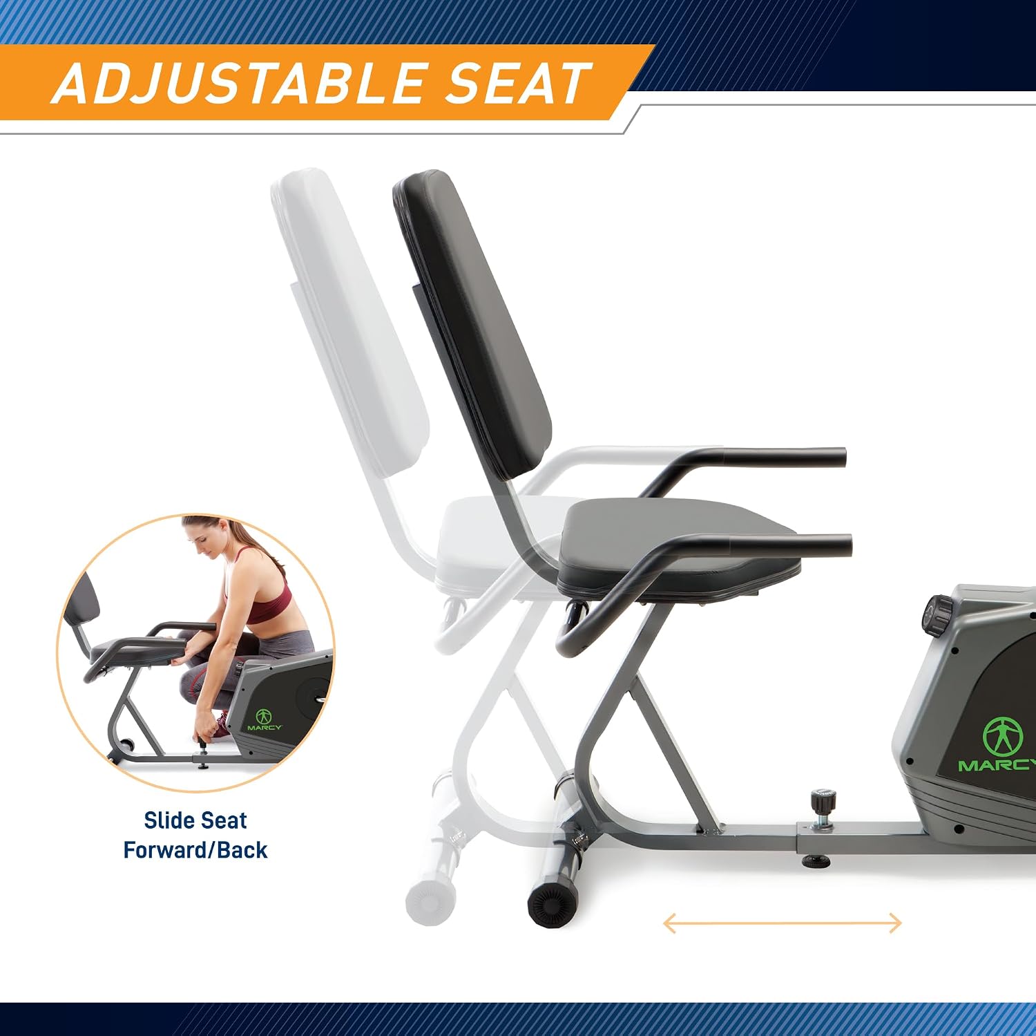 Marcy Magnetic Recumbent Exercise Bike For Home and Home Gym, With Digital Monitor And Quick Adjustable Seat NS-1206R