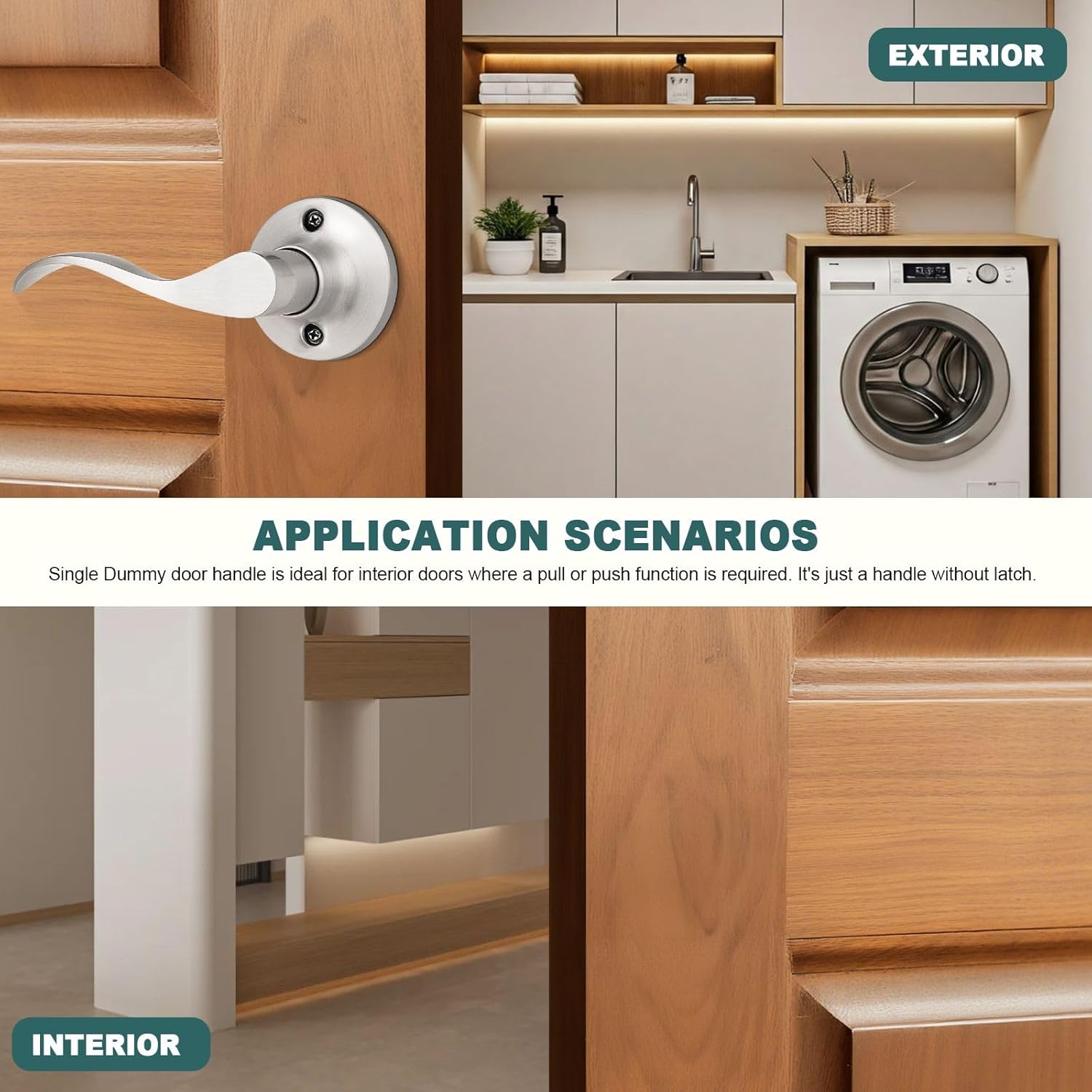 GOBEKOR 1 Pack Privacy Door Levers Brushed Nickel Lever Door Handles Interior for Bedroom and Bathroom Door Locks Wave Door Handles