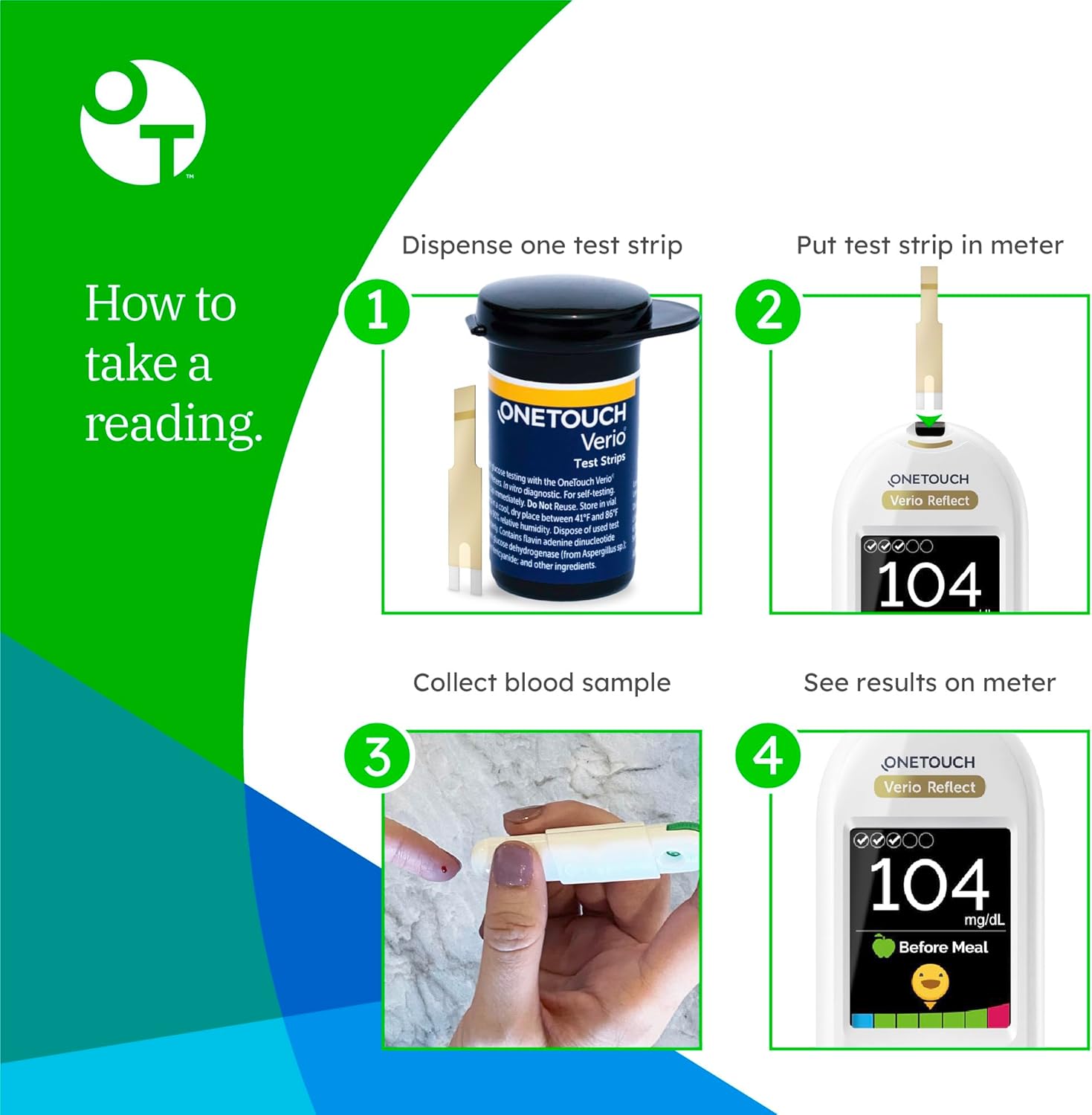 OneTouch Verio Test Strips for Blood Glucose Meter, 30 Count, 2 Pack