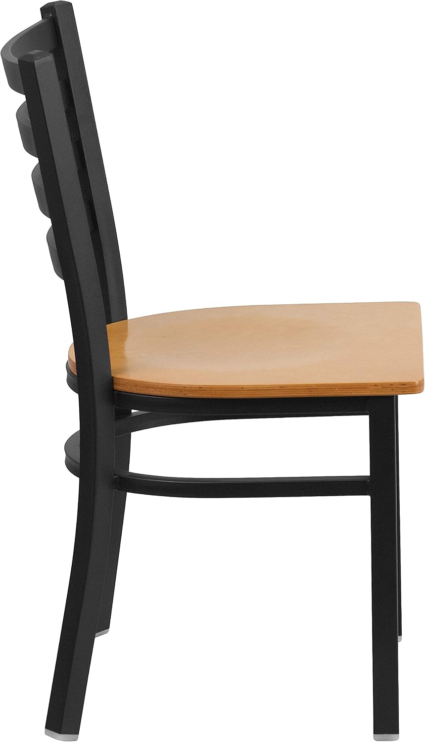 Flash Furniture Hercules Series Commercial Ladder Back Restaurant Chairs, Modern Lightweight Metal Dining Chairs with Padded Seats, Set of 2, Black