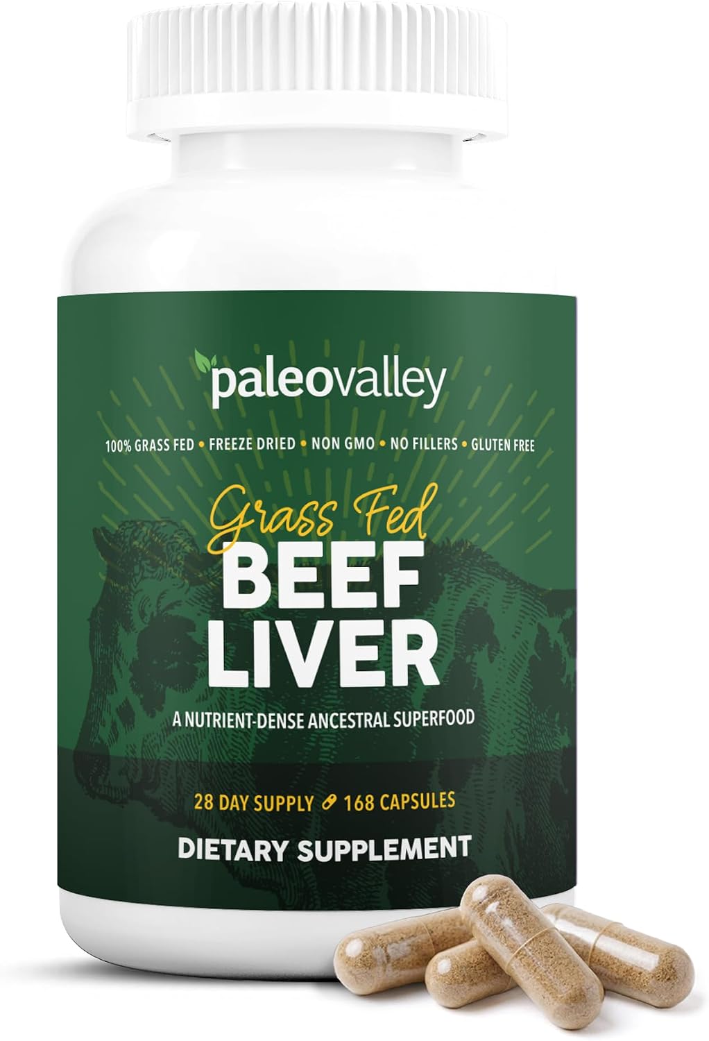 Paleovalley 100% Grass Fed Organ Complex, Beef Liver, Heart and Kidney | Whole Food Multivitamin, Vitamin B12 Supplement, Nutrient Dense Superfood, Freeze Dried, Pasture Raised, Ancestral Nutrition