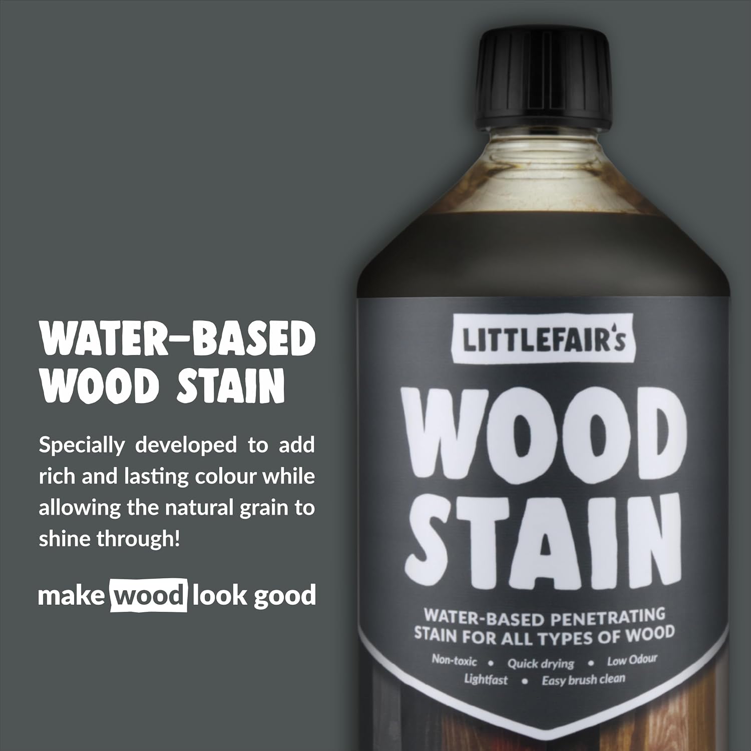 Littlefair's Wood Stain Water Based - 8.5oz/250ml - Indoor Furniture Stain Light & Dark Finishes - Special Non Toxic & Eco Friendly Formula - Wood Stain for Crafts - Color: Antique Stripped Pine