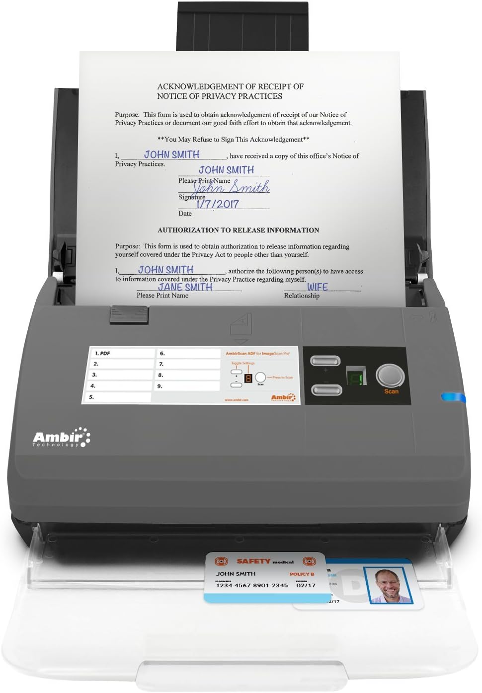 Ambir ImageScan Pro 830ix-AS 30ppm High-Speed ADF Scanner for PC and Mac