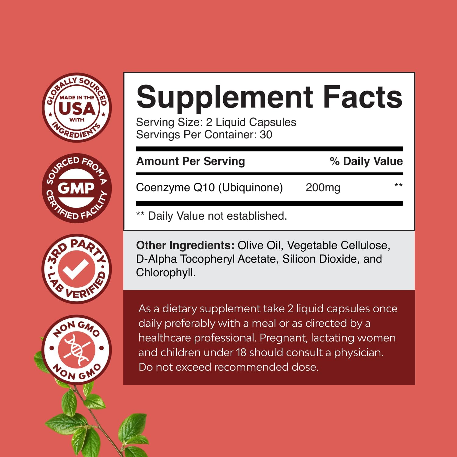 CoQ10 Liquid Capsules Supplement - Healthy Heart & Energy Support - 60 Ct