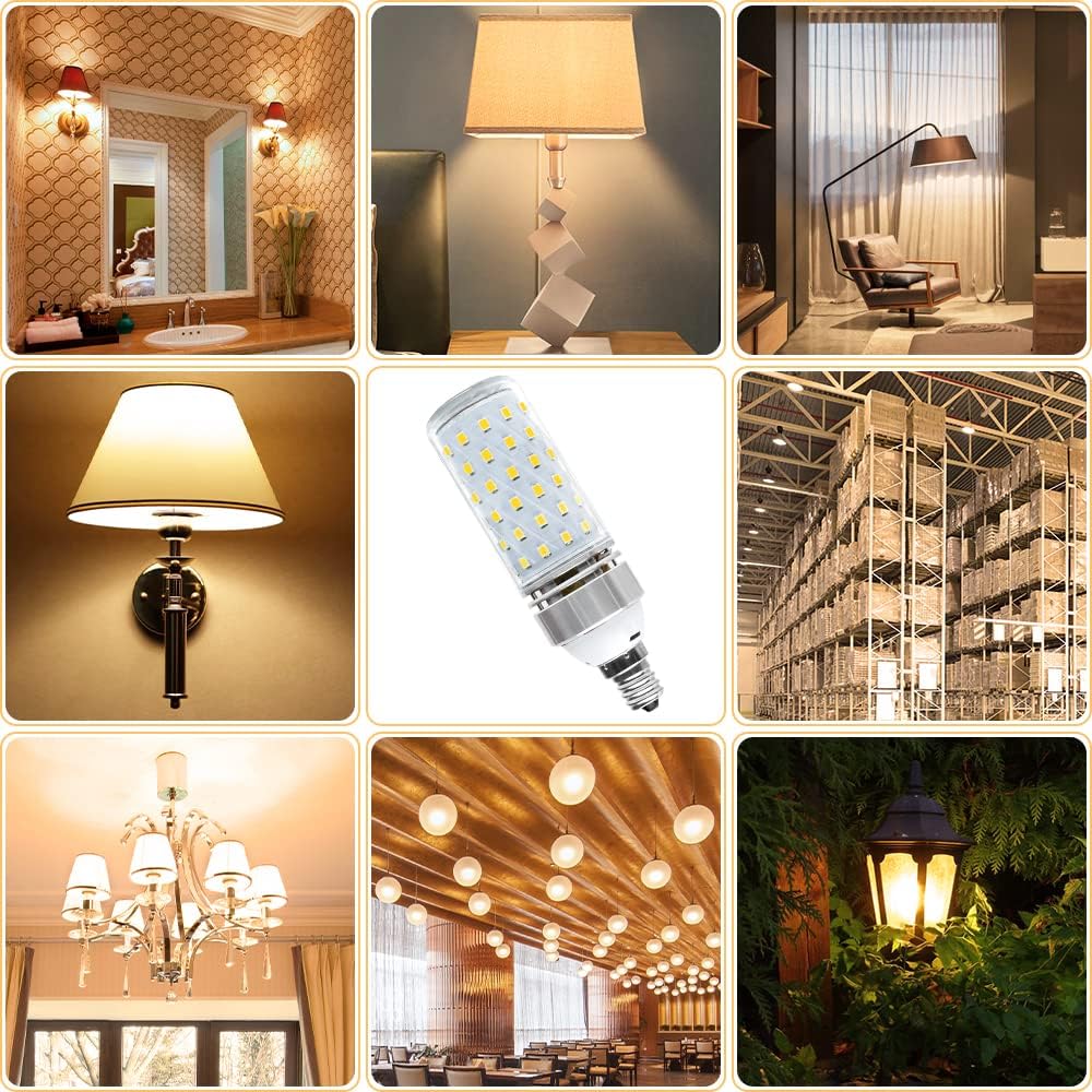 LEDLightsWorld Super Bright E12 LED Corn Bulbs, 16W 1500LM Bulbs, Daylight White 6000K Lights, CRI80+, 120W Incandescent Bulb Equivalent