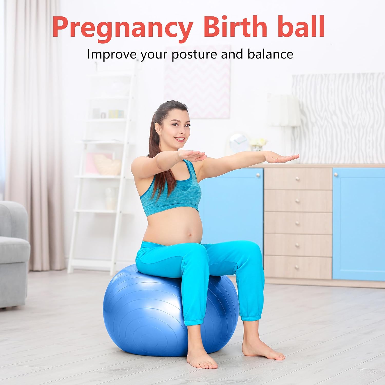 Primasole Exercise Ball for Balance Stability Fitness Workout Yoga Pilates at Home Office & Gym Birthing Ball for Pregnancy, Office Ball Chair