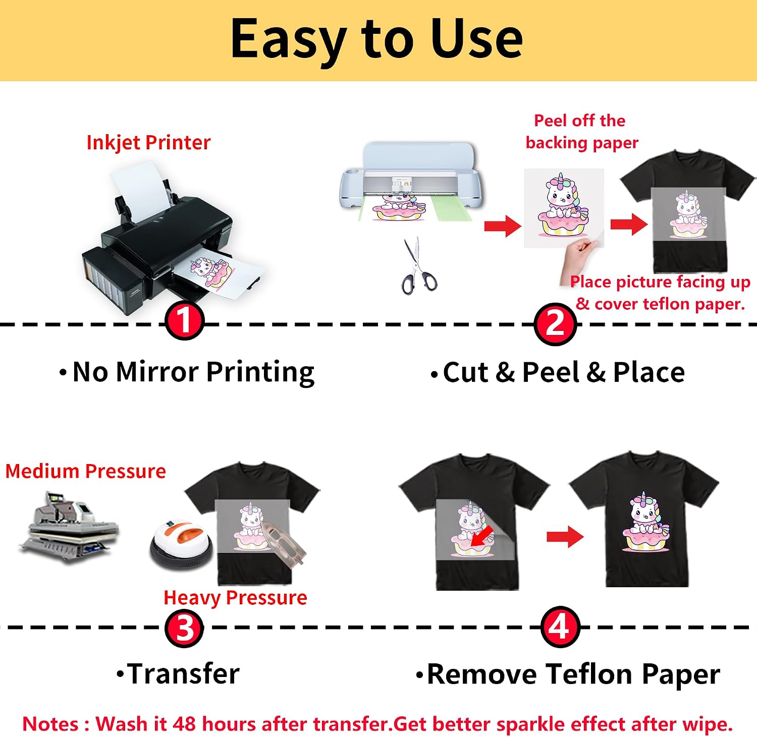 TransOurDream Upgraded Iron on Heat Transfer Paper for T Shirts (8.5x11''