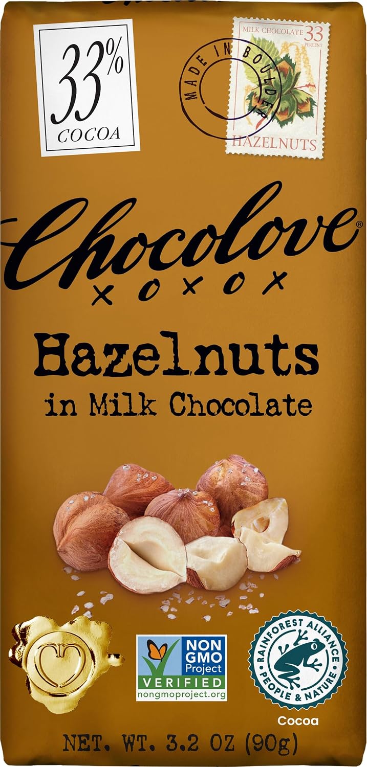 Chocolove Creamy Milk Chocolate Bars | 33% Cocoa | Crafted with Silky Premium Chocolate | Non-GMO, & Gluten-Free, 3.2 oz Bar (12 Pack)