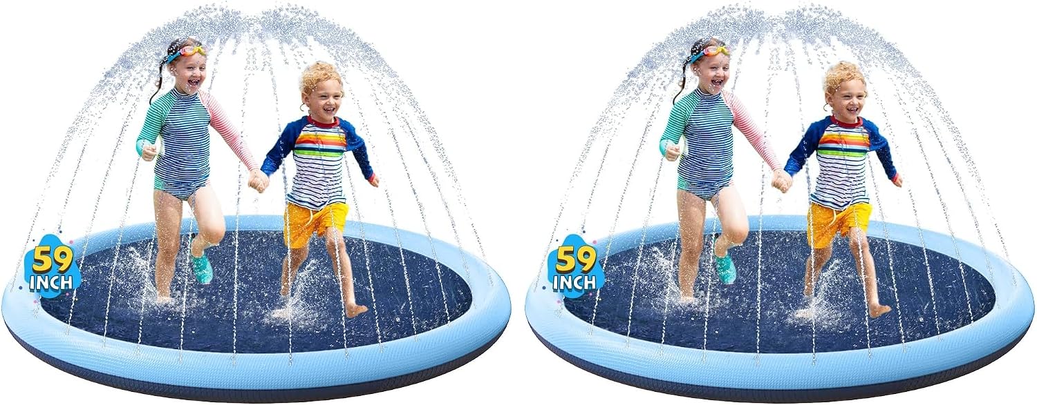 VISTOP 67" Non-Slip Splash Pad for Kids and Dogs, Thickened Sprinkler Pool for Toddlers, Outdoor Backyard Water Toys, Fun Fountain Play Mat for Babies