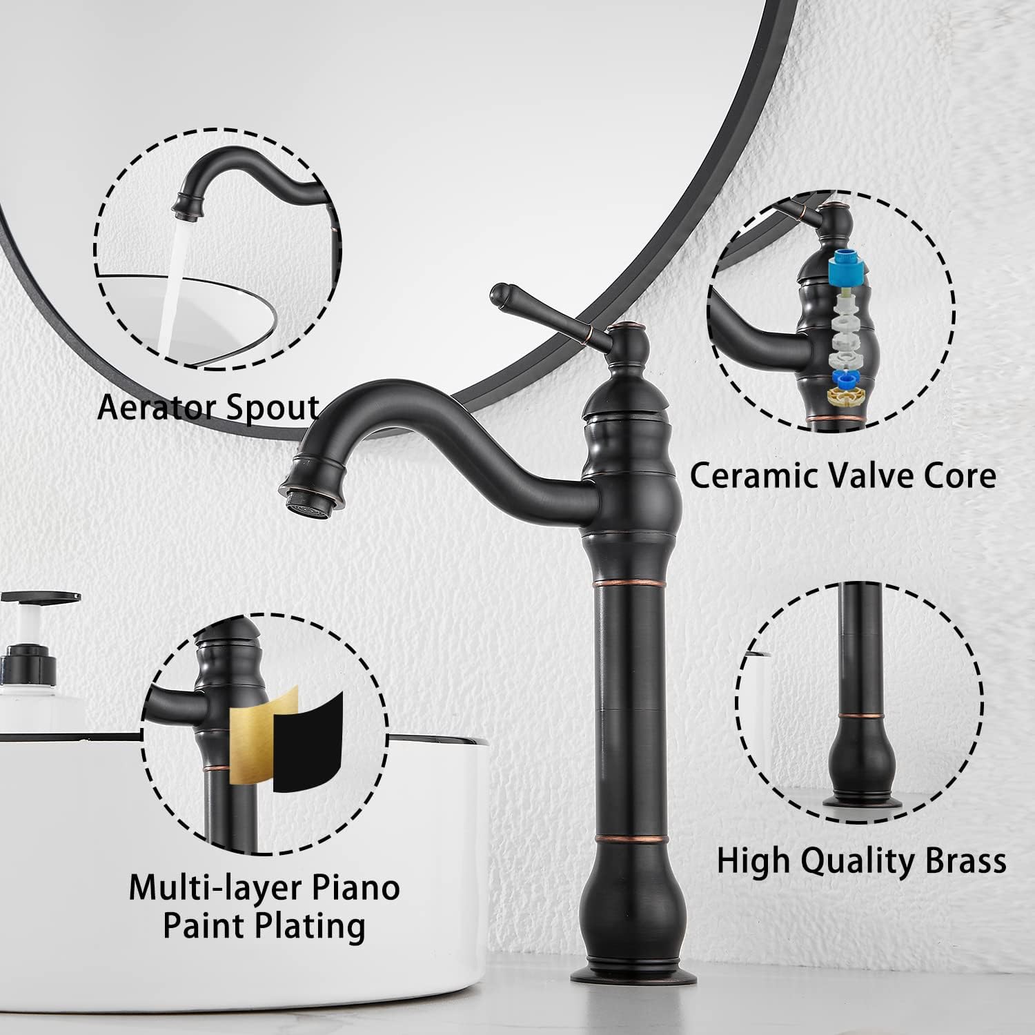 Oil Rubbed Bronze Bathroom Faucet Single Handle One Hole