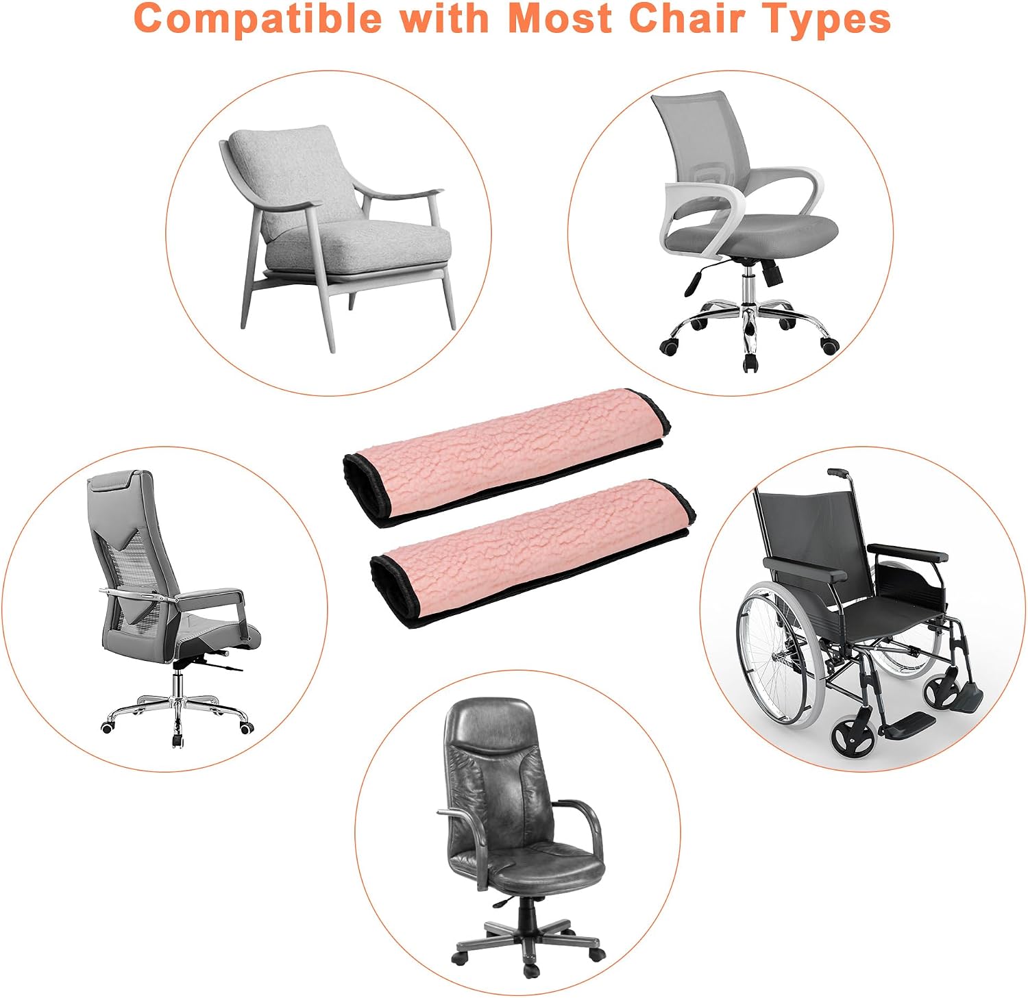AHIER Wheelchair Armrest Pads, 2PCS Sheepskin Fleece Wheelchair Armrest Covers, Non Slip Arm Rest Cover Cushion pad for Wheelchairs