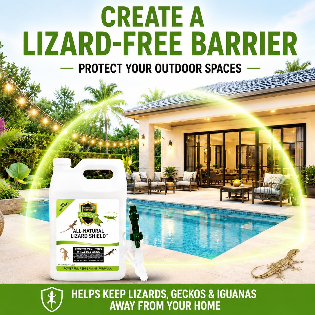 Natural Armor Lizard & Gecko Repellent - 1 Gallon (128 oz) w/Sprayer