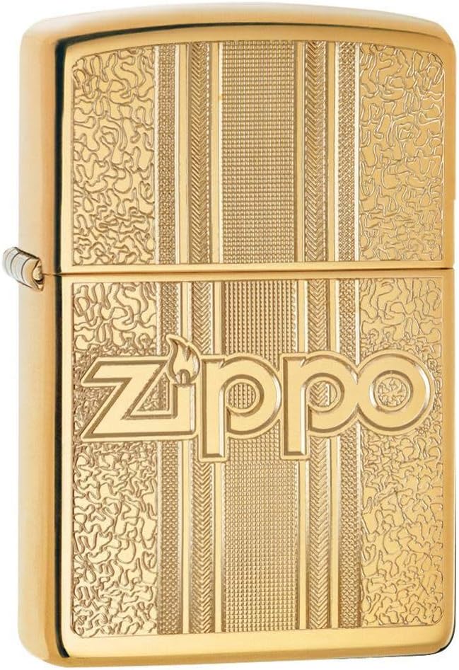 Zippo and Pattern Design High Polish Brass Pocket Lighter, One Size