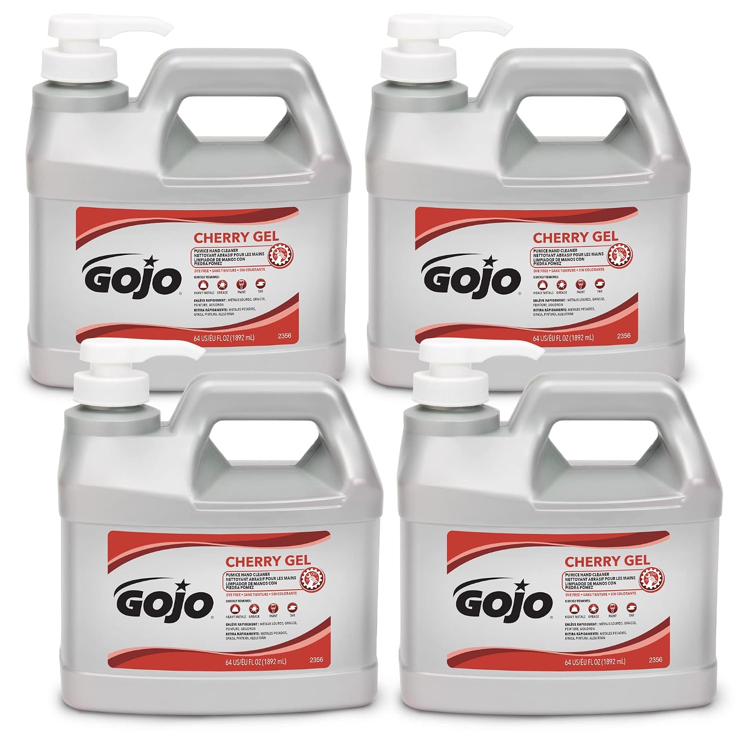 Gojo Cherry Gel Pumice Hand Cleaner, Pump Bottle, 1ct x 1 Gal - 2358-02