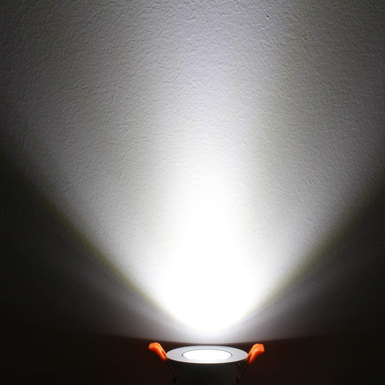 LightingWill 2inch LED Dimmable Downlight, 3W COB Recessed Ceiling Light, Warm White 3000K-3500K, CRI80, 25W 220LM Halogen Bulbs Equivalent, White (4 Pack)