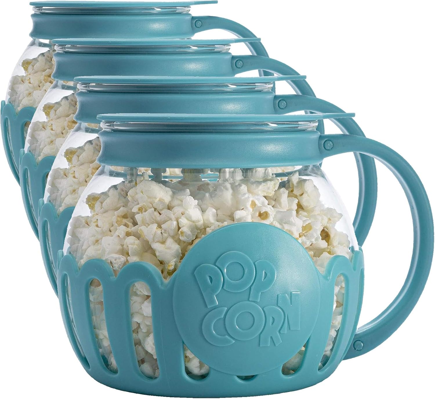 Ecolution Patented Micro-Pop Microwave Popcorn Popper with Temperature Safe Glass, 3-in-1 Lid Measures Kernels and Melts Butter, Made Without BPA, Dishwasher Safe, 3-Quart, Red