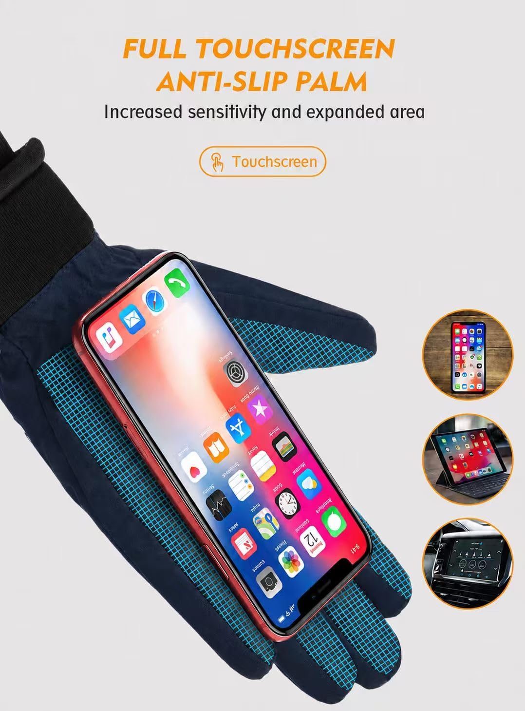 TRENDOUX Winter Gloves for Men Warm: 3M Thinsulate -20℉ Windproof Waterproof Ski Women Glove with Touchscreen Thermal Lining Anti-Slip for Work