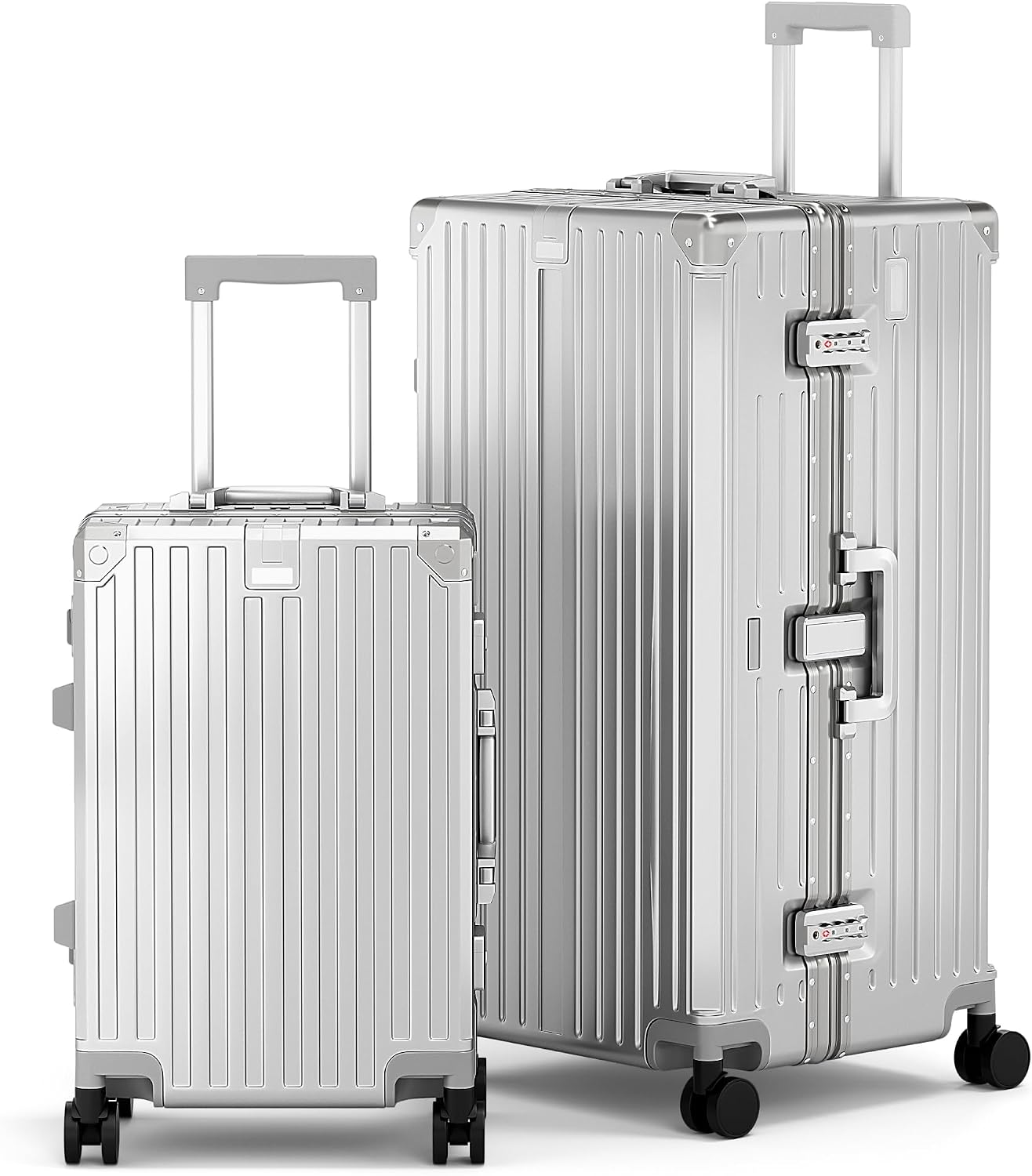 ALPHA CAMP Trunk Luggage 28 Inch with Aluminum Frame Zipperless Suitcase | Large Checked Thickened 3-Layer PC Hardside Luggage with TSA Lock,Charging Port,Cup Holder and Spinner Wheels for Travel