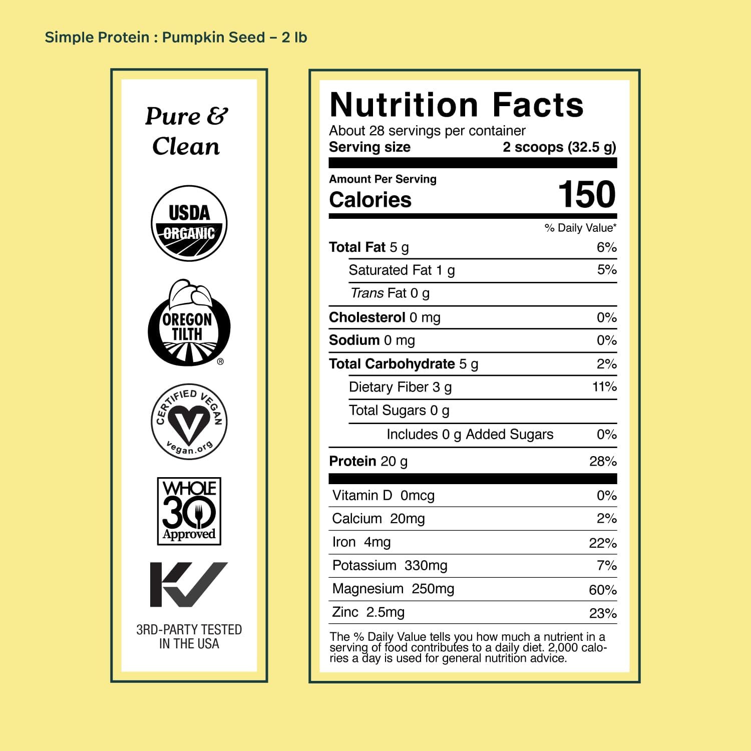 Sprout Living Organic Pumpkin Seed Protein Powder, Unflavored, 20 Grams of Plant Based Protein Powder Without Artificial Sweeteners, Non Dairy, Non-GMO, Vegan, Gluten Free (1 Pound, 14 Servings)