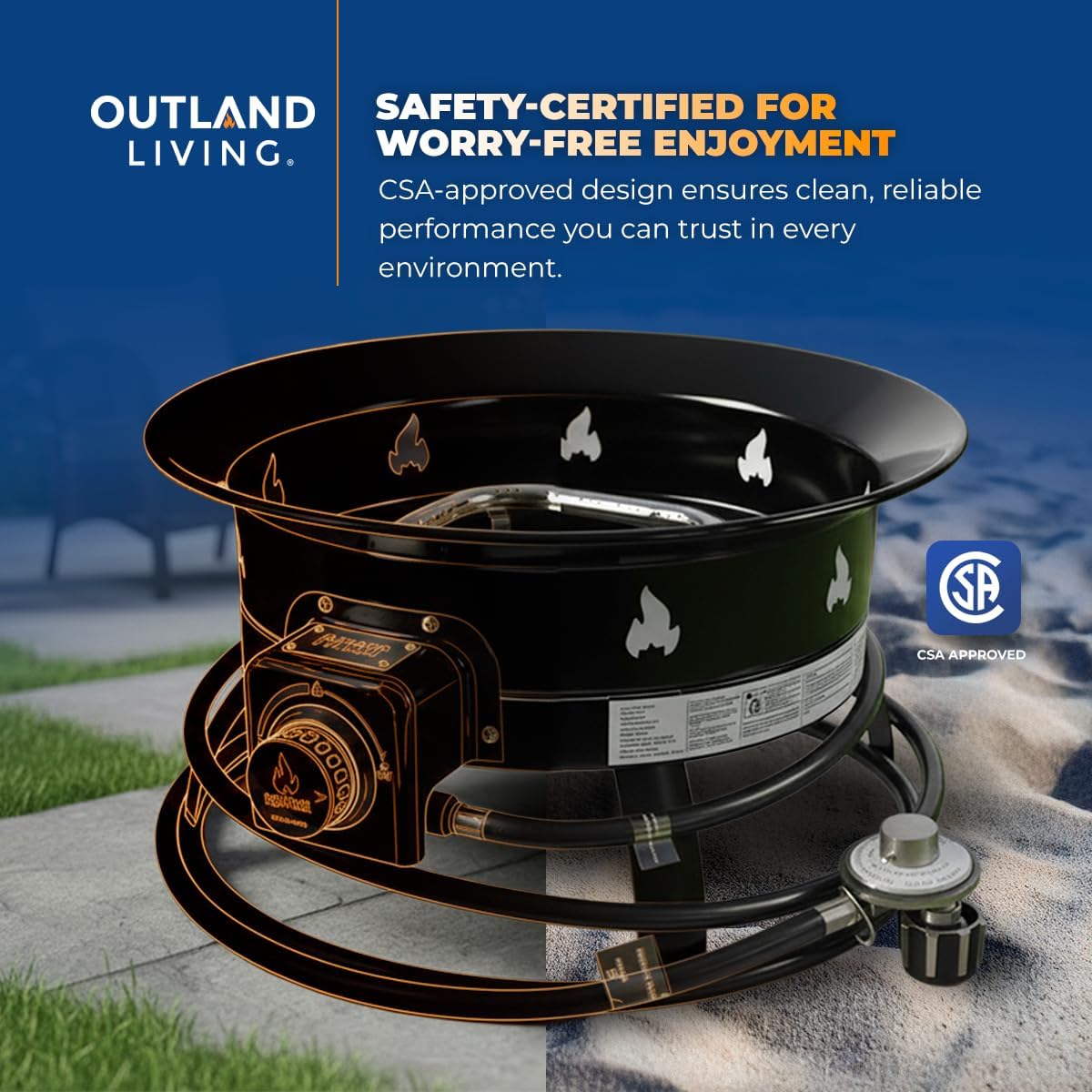 Outland Living Portable Propane Fire Pit, 19-inch, 58, 000 BTU Smokeless Gas Firebowl | Perfect for Camping, Patio, Backyard, Tailgating, Deck