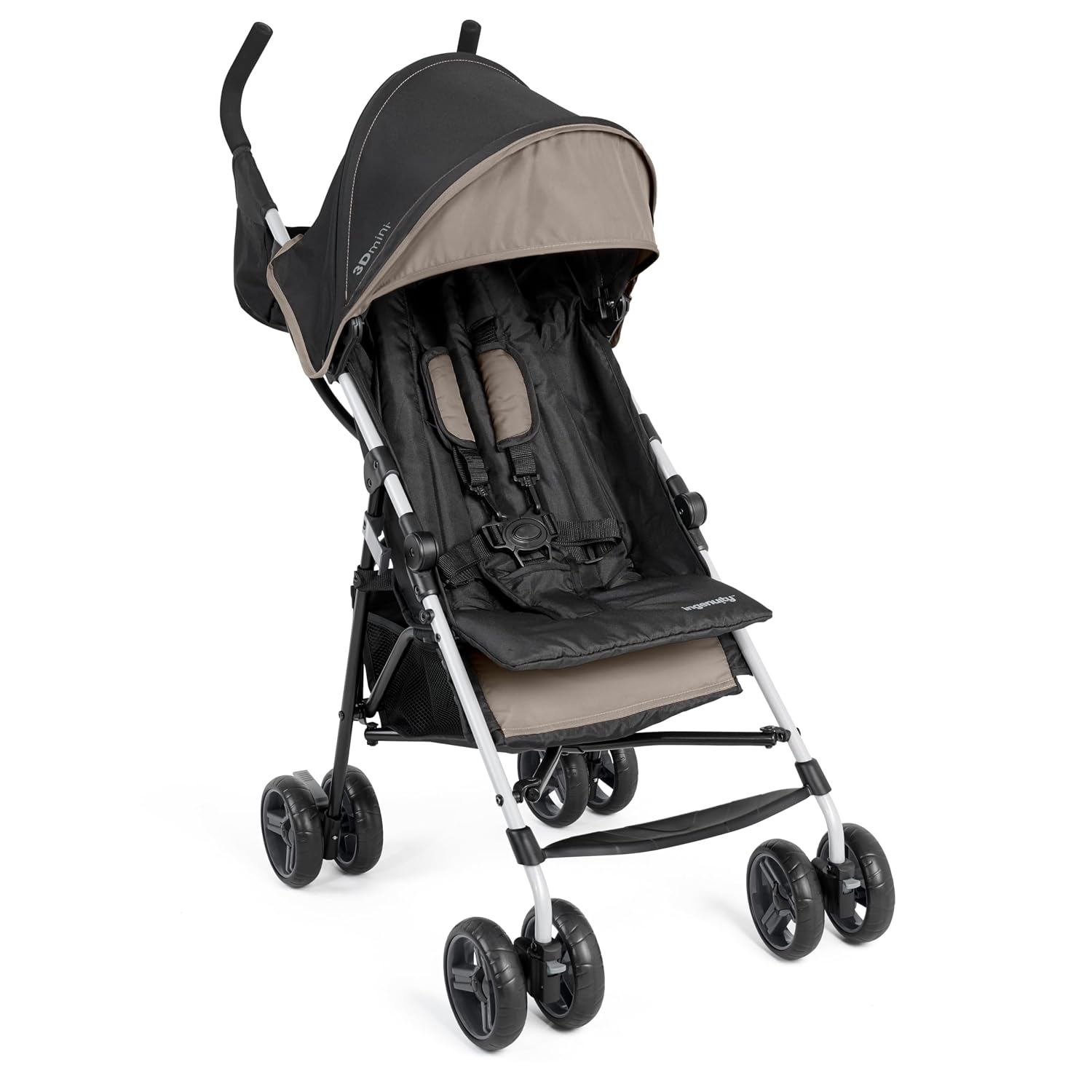 Ingenuity 3D Mini Convenience Stroller – Lightweight Stroller with Compact Fold, Multi-Position Recline, Canopy with Pop Out Sun Visor – Umbrella Stroller for Travel & More, Blue/Black