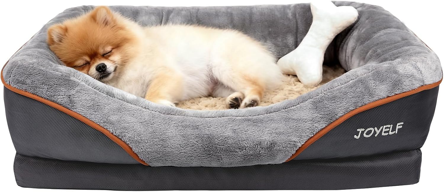 JOYELF Large Memory Foam Dog Bed, Orthopedic Dog Bed & Sofa with Removable Washable Cover and Squeaker Toy as Gift