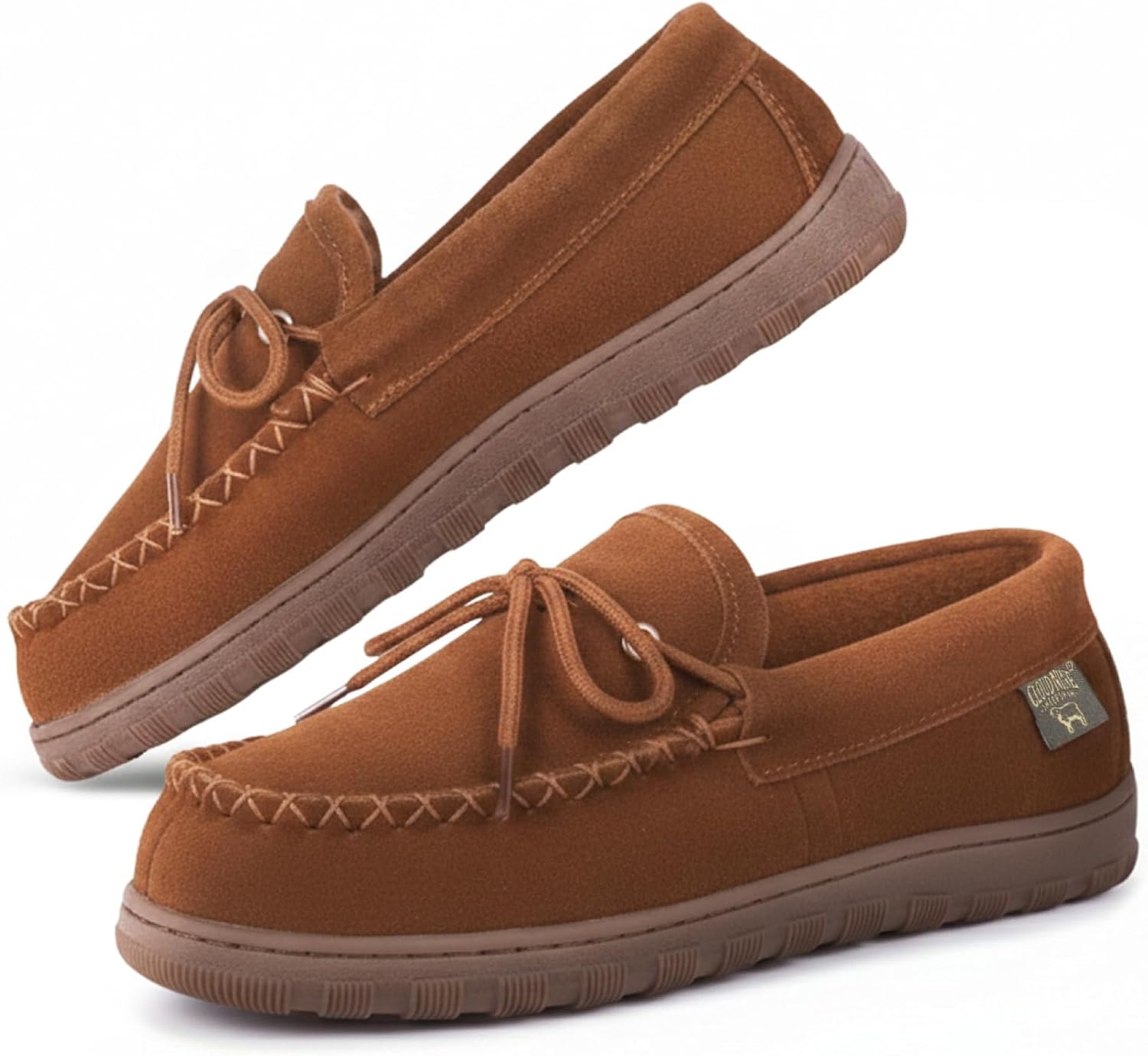 Cloud Nine Sheepskin Men's Moccasin Slippers - Classic Comfortable Slip-On Slippers for Men with Removable Insole
