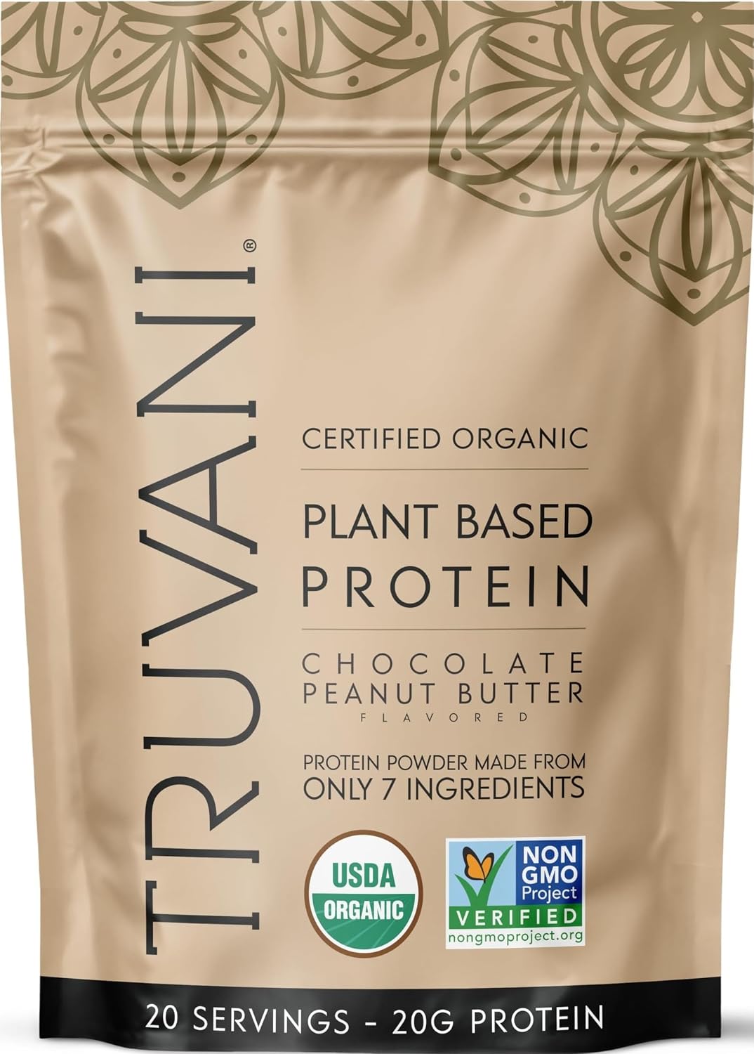 Truvani Organic Plant Based Protein Powder | Chocolate Peanut Butter