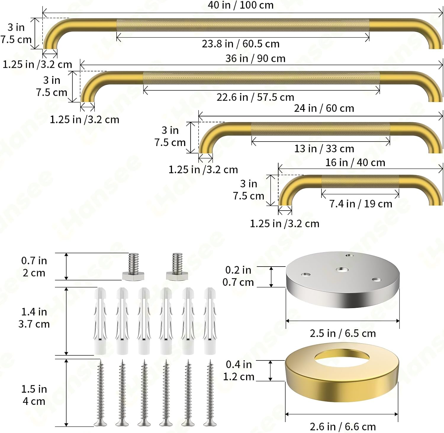 Brushed Nickel Grab Bars 18" 32" 36" 42" Bundle - 1.25" Diameter | 4 Pack Commercial Grab Bar, Anti-Slip Safety Shower Handrail, Toilet Handicap Bar, Stainless Steel Bathroom Handle for Senior
