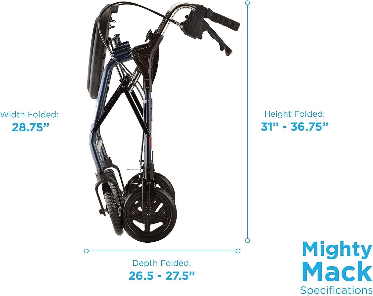 NOVA Mighty Mack Heavy Duty Bariatric Rollator Walker, Rolling Walker with 500 lb. Capacity, Locking Hand Brakes, Padded Seat & Front Basket