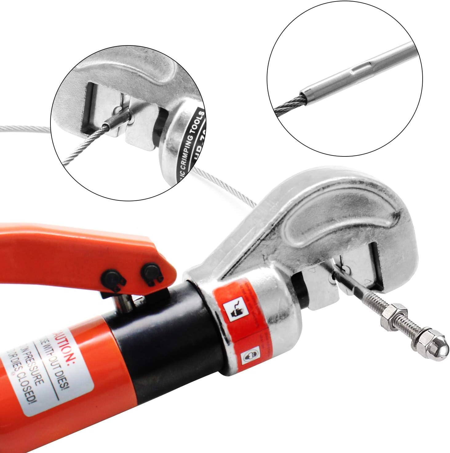 CKE Upgraded Hydraulic Crimping Tool/Hydraulic Crimper for 1/8" 5/32" 3/16" Stainless Steel Cable Railing Fittings Hardware