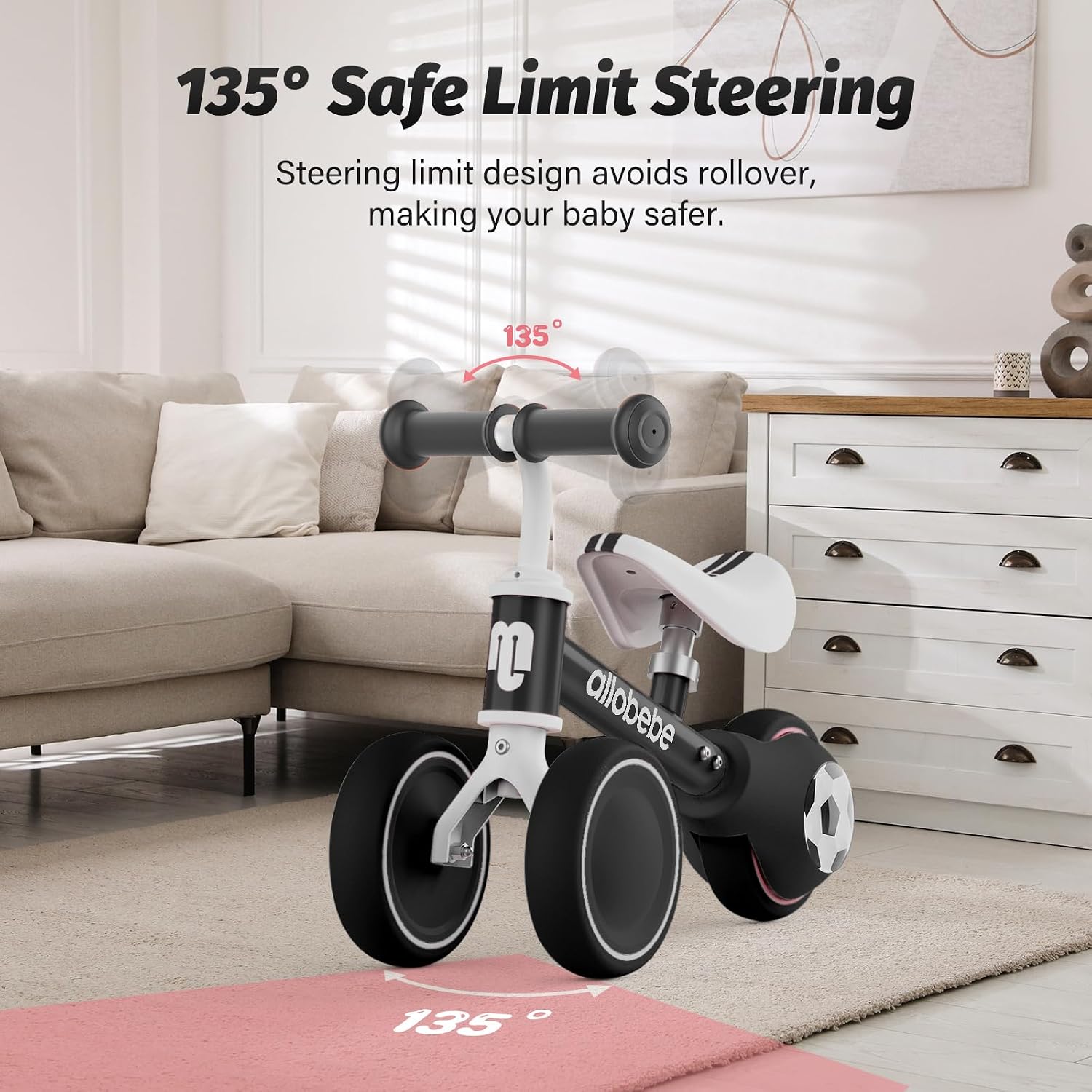 Baby Balance Bike, Cute Toddler Bikes 12-36 Months Gifts for 1 Year Old Girl Bike to Train Baby from Standing to Running with Adjustable Seat Silent & Soft 3 Wheels