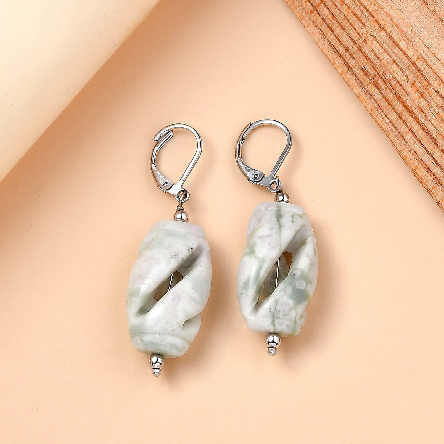 Sesame Jasper 40.00 ctw Earrings in Stainless Steel