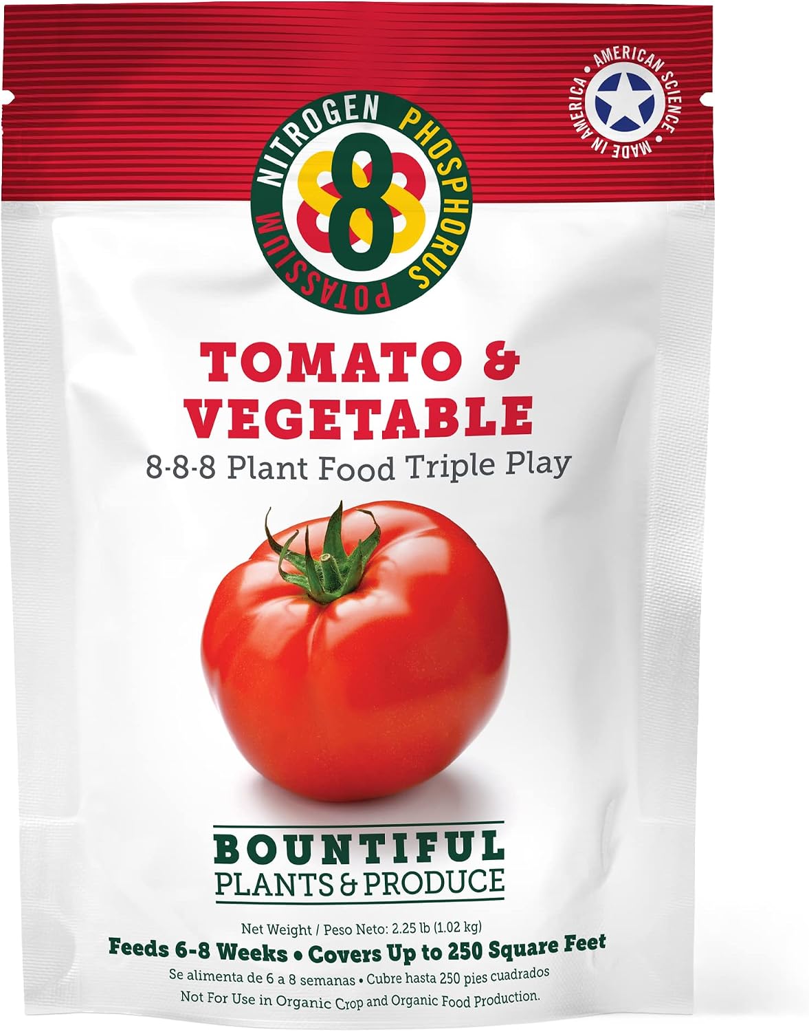 2.25lb Tomato & Vegetable Plant Food Fertilizer Triple Play 8-8-8 (Covers Up to 250 Square Feet)