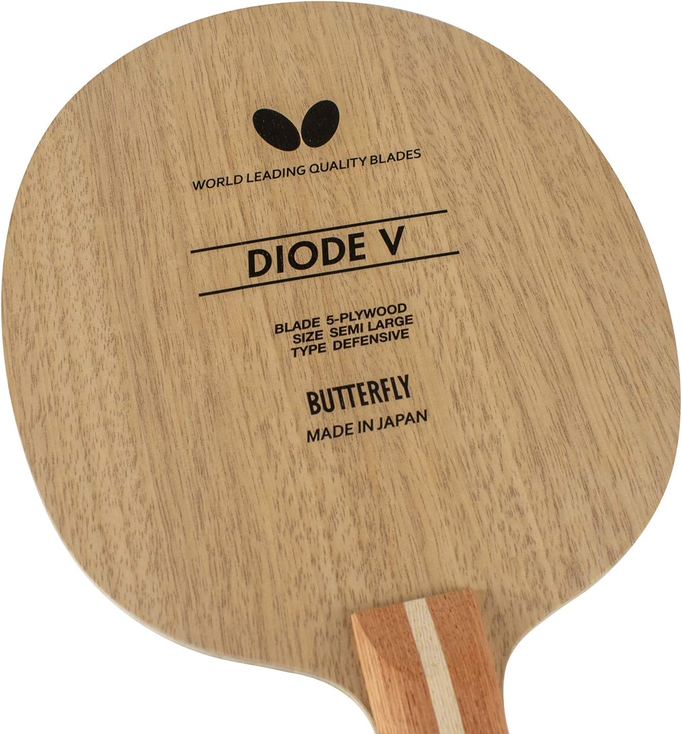 Butterfly Diode V Table Tennis Blade - All-Wood Chopper/Modern Defender Blade - Diode V Blade - Professional Table Tennis Blade - Available in FL and ST Handle Styles - Made in Japan